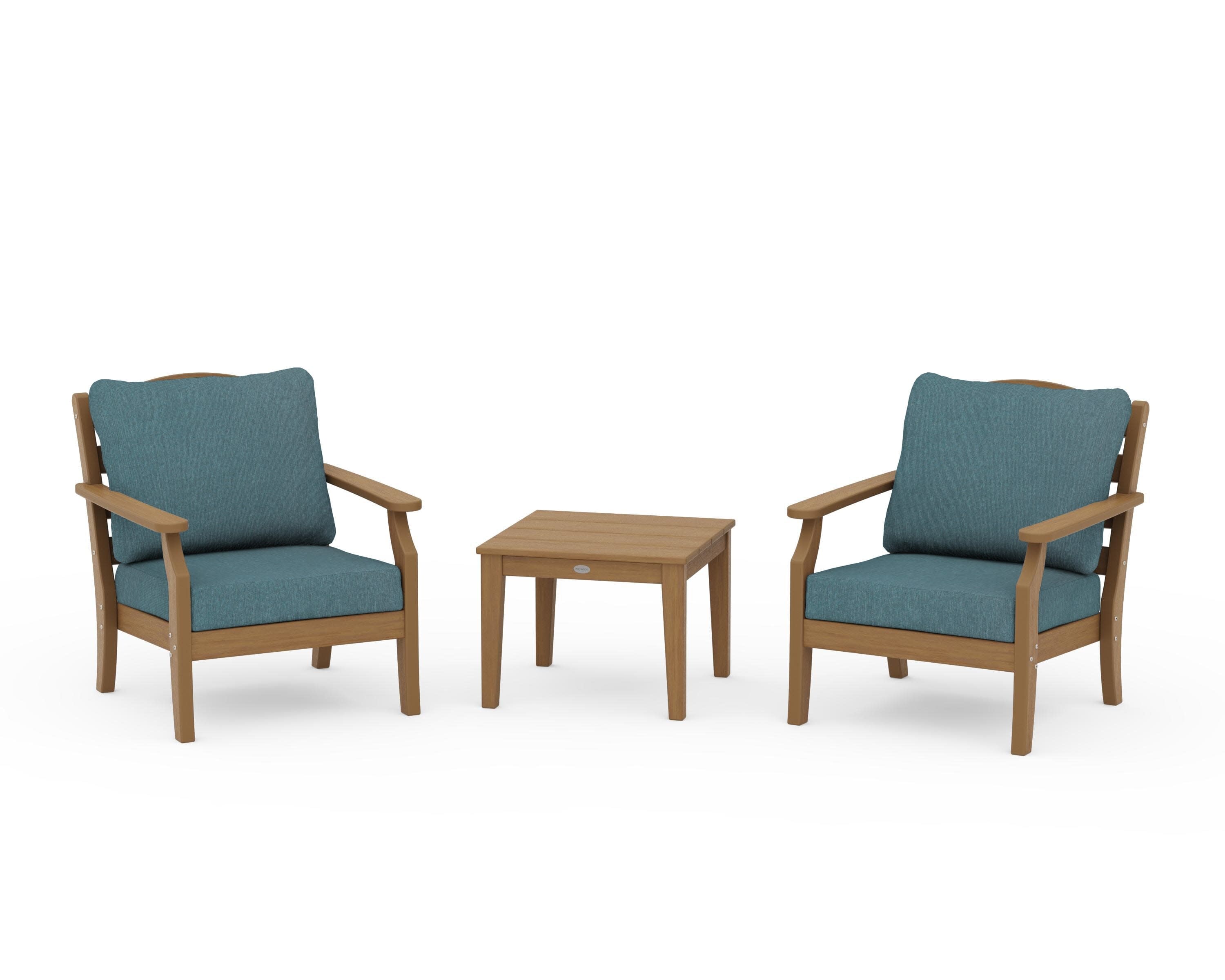 Savannah 3-Piece Deep Seating Set in Natural / Ocean Teal