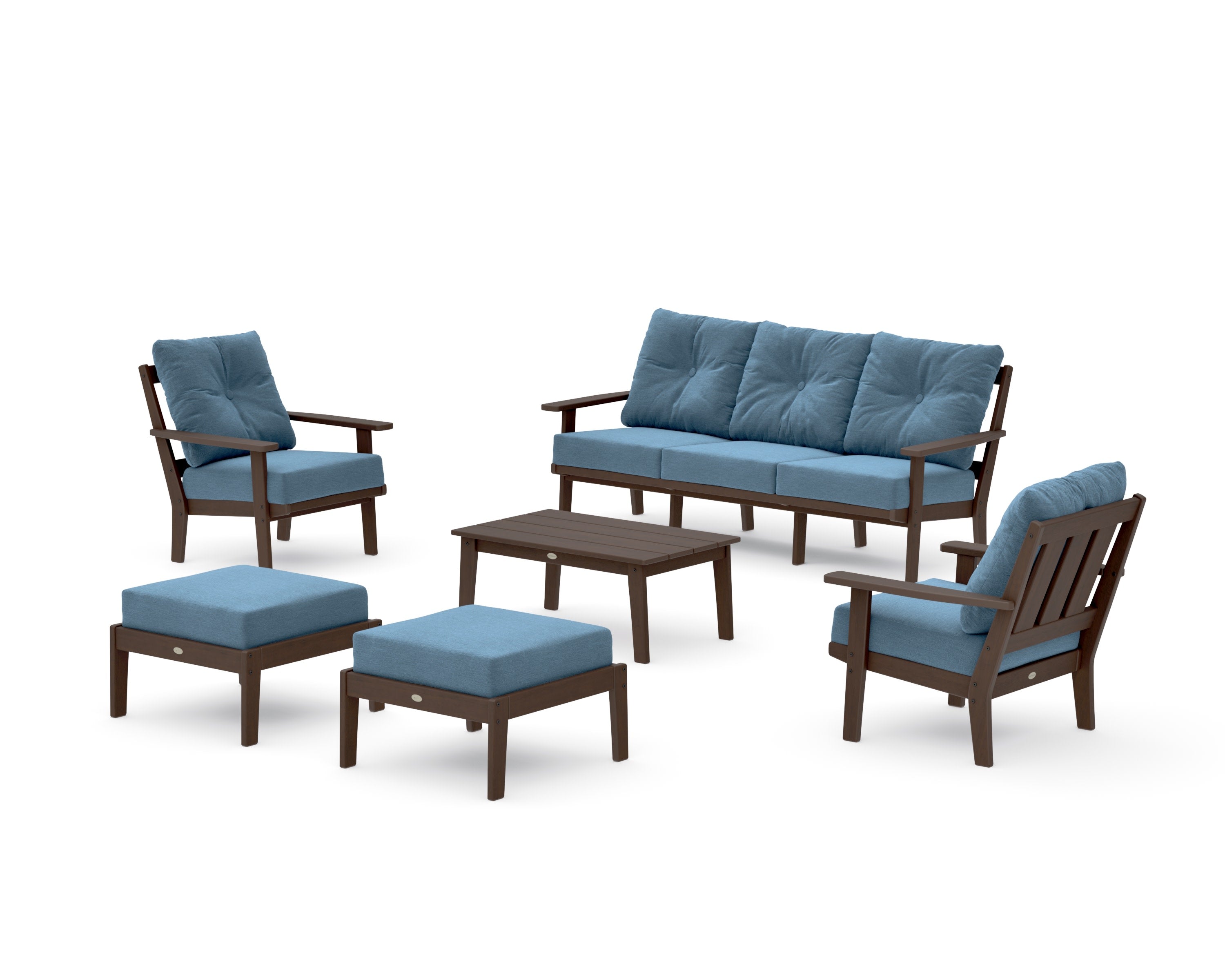 Oxford 6-Piece Lounge Sofa Set in Kona / Sky Blue