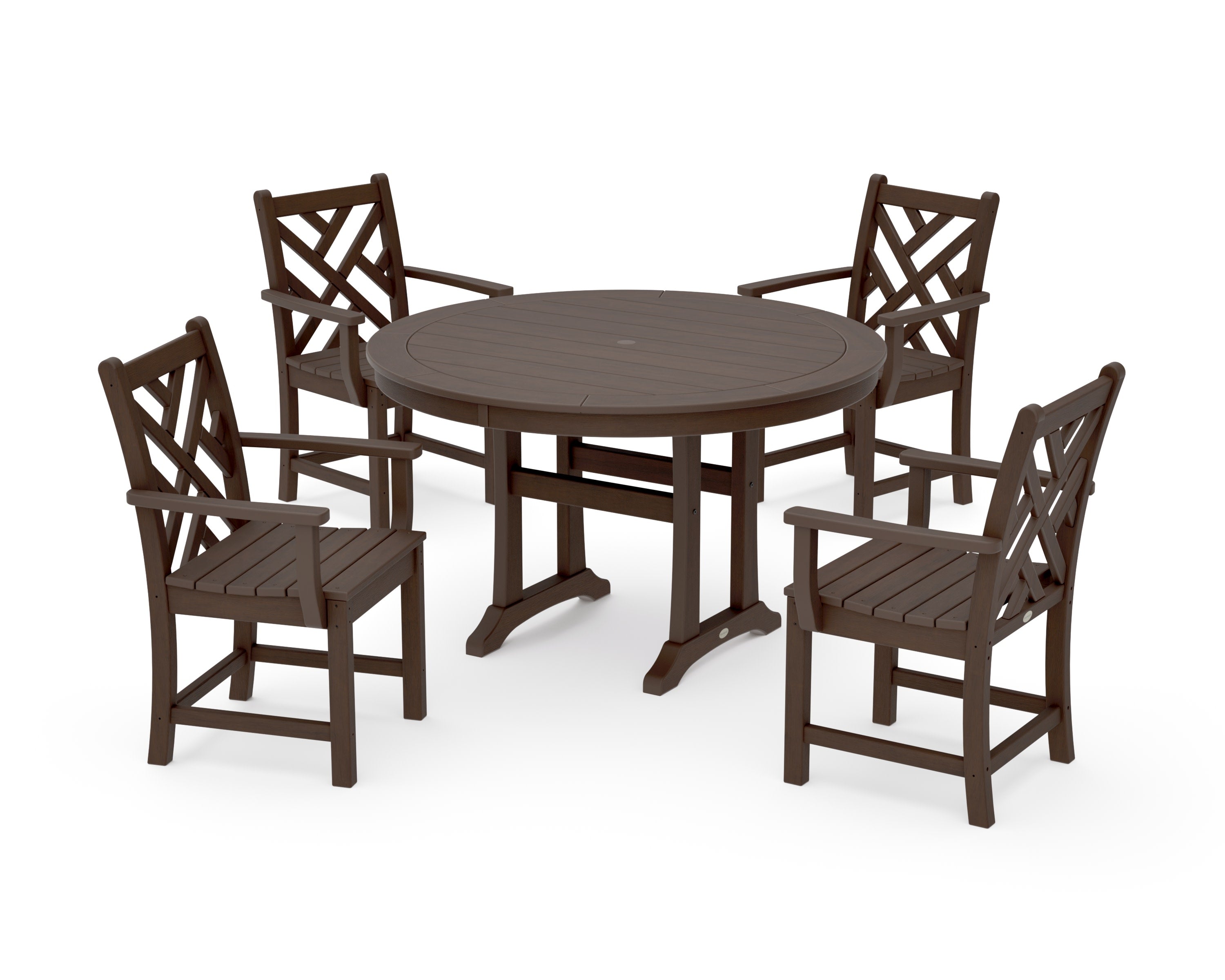 Chippendale 5-Piece Nautical Trestle Dining Arm Chair Set in Kona