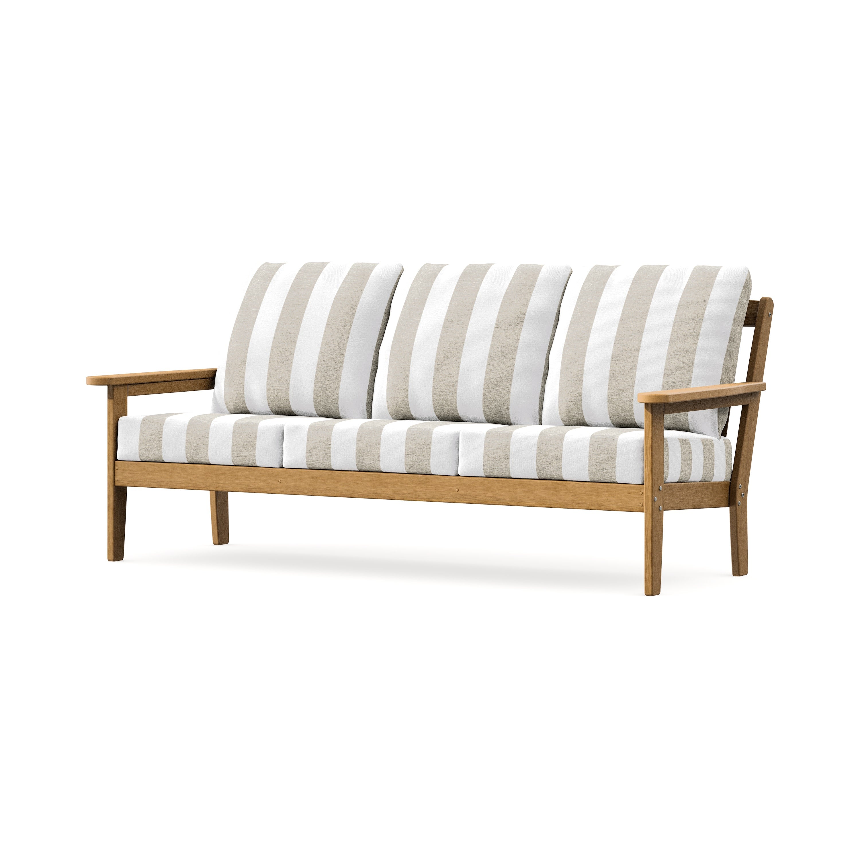 Cottage Deep Seating Sofa in Natural / Cabana Stripe Dune Burlap