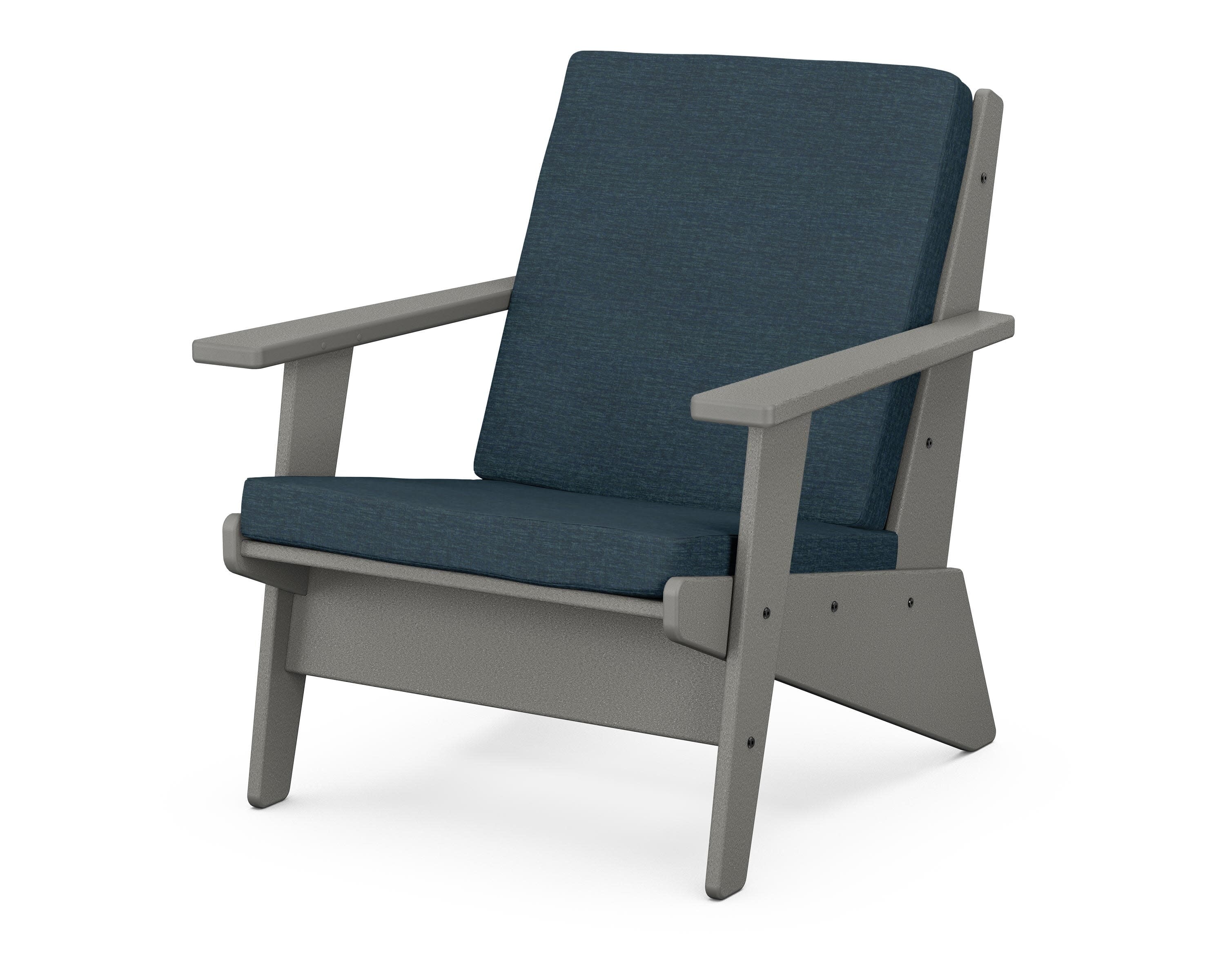 Riviera Modern Lounge Chair in Slate Grey / Platform Indigo