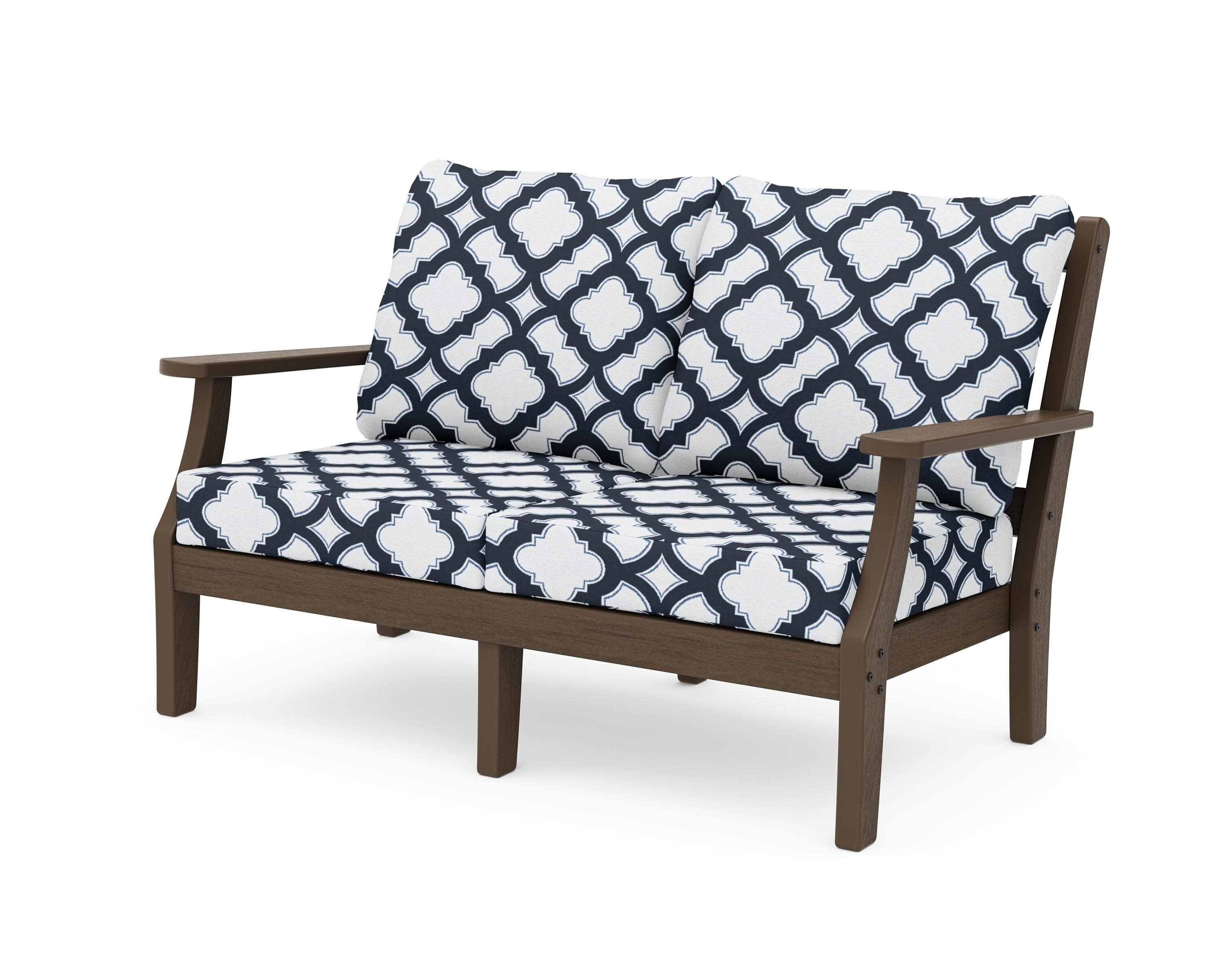 Chinoiserie Deep Seating Loveseat in Kona / Trellis Marine Indigo