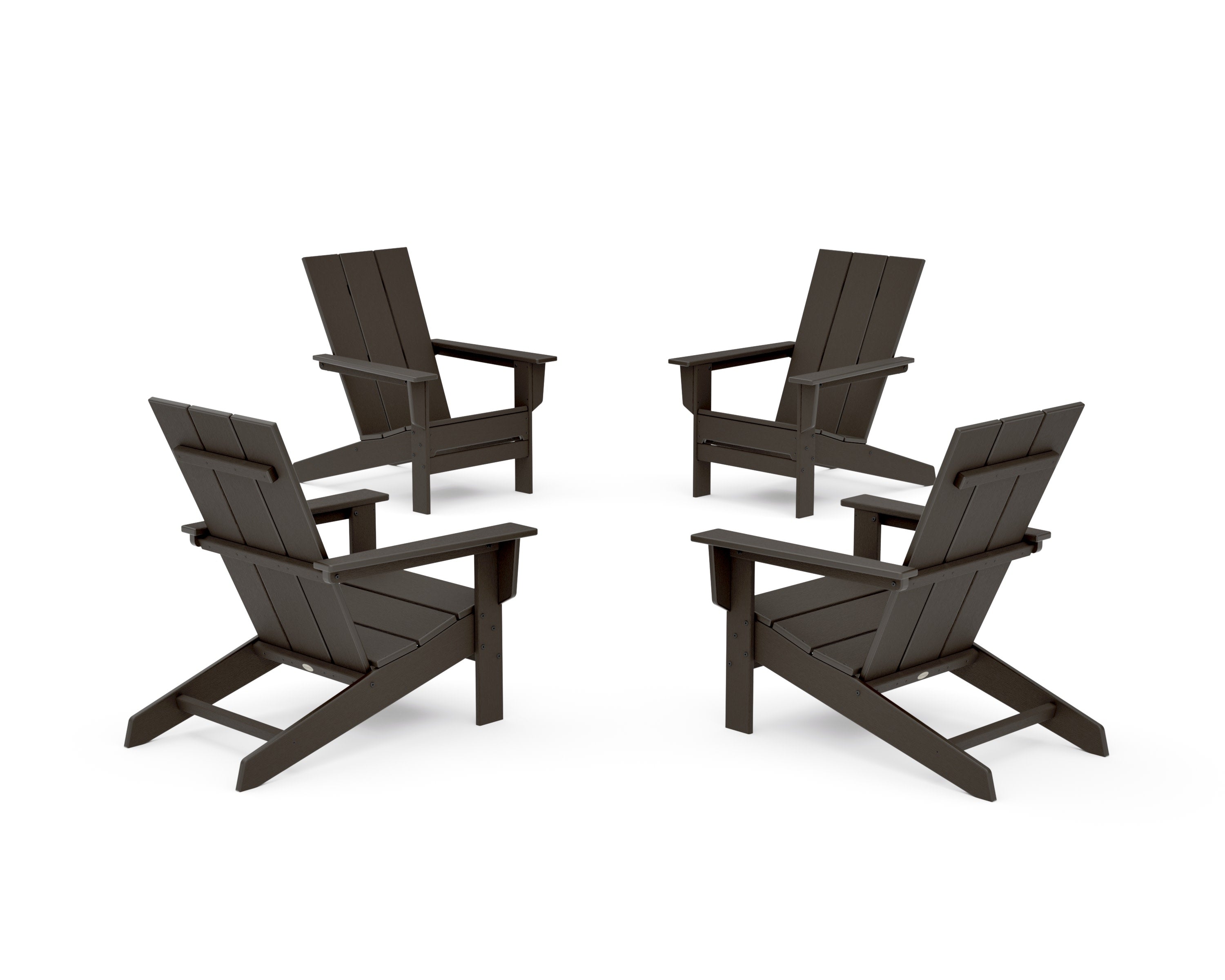 4-Piece Modern Studio Adirondack Chair Conversation Set in Vintage Coffee