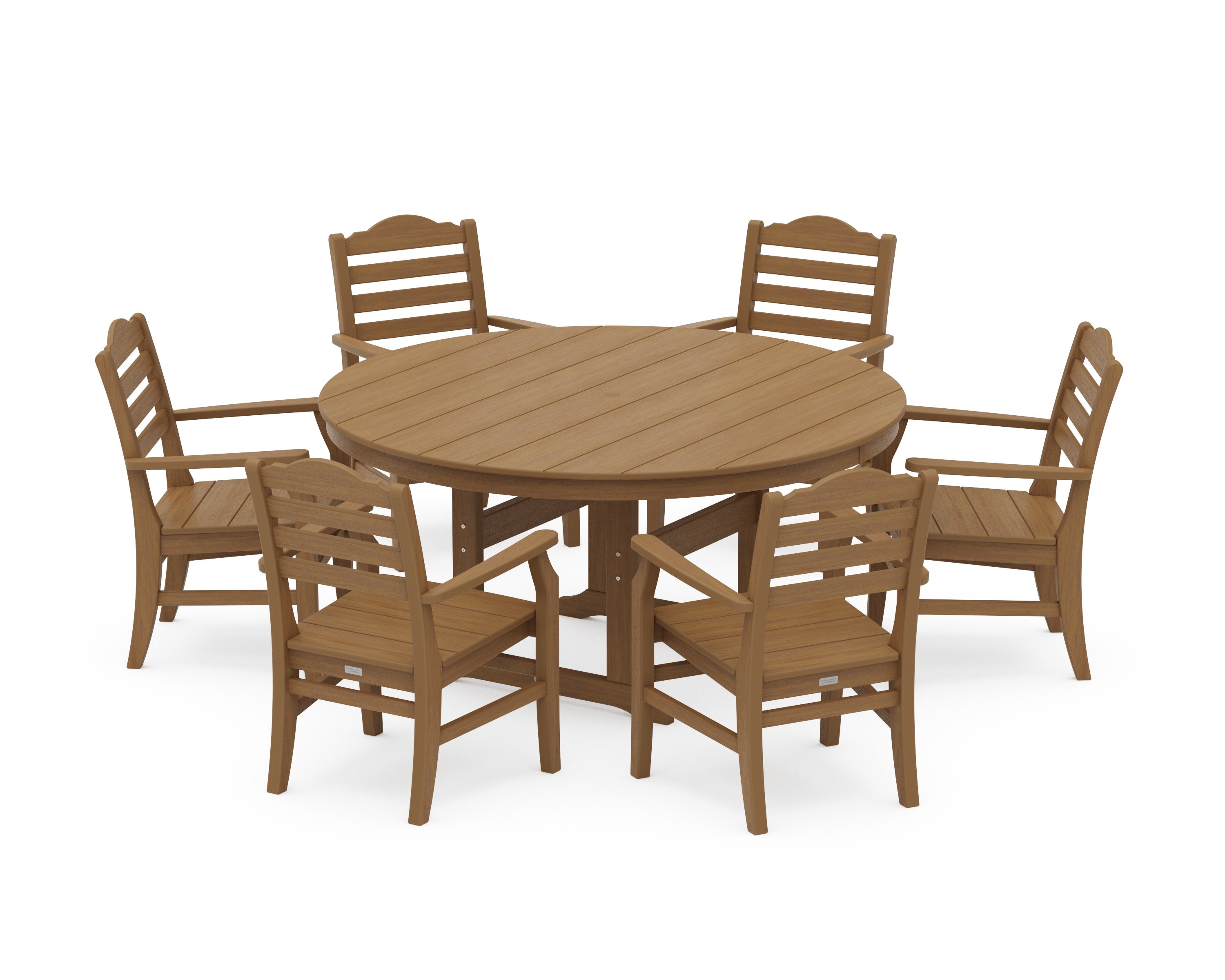 Savannah 7-Piece Arm Chair Round Farmhouse Dining Set in Natural