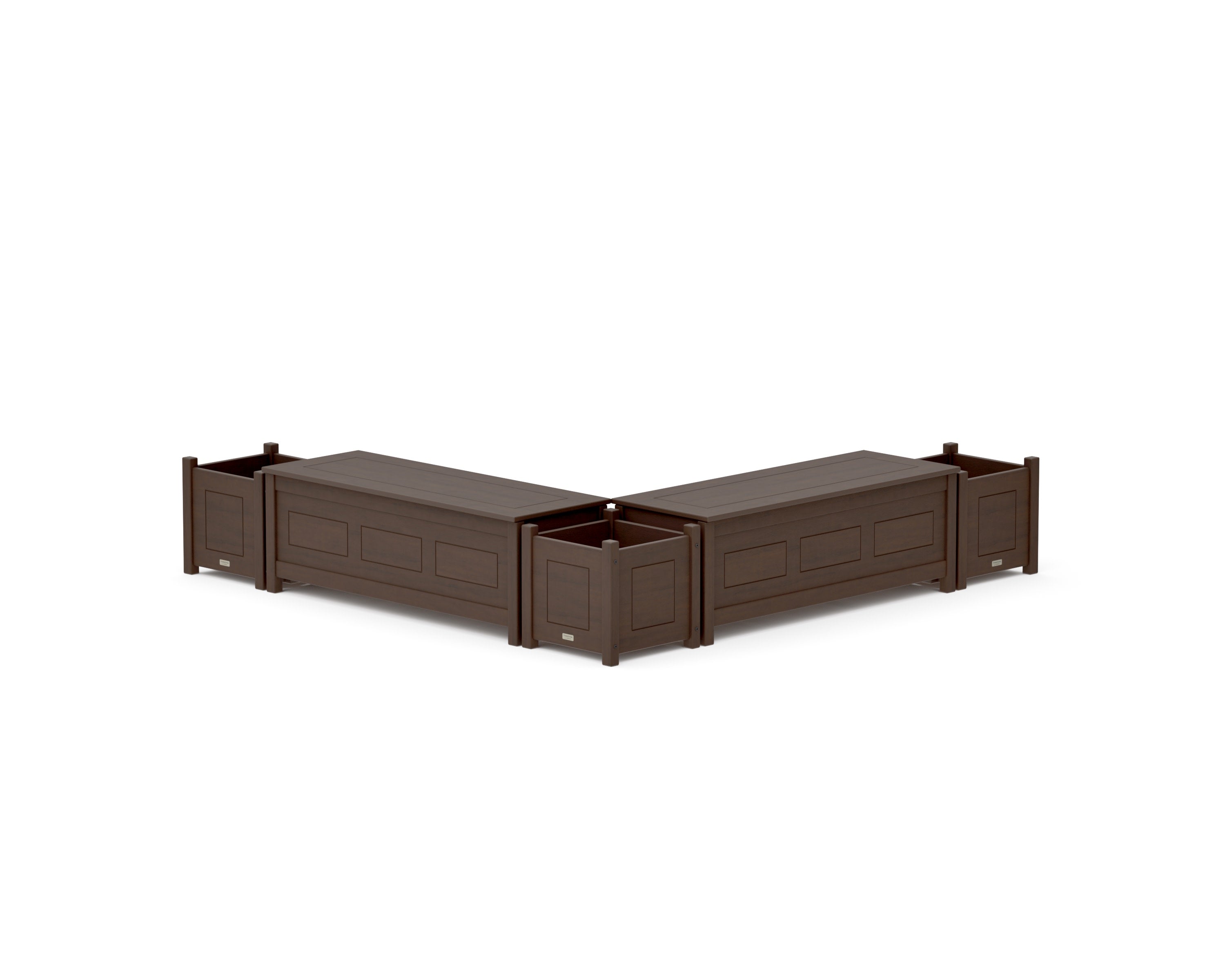 48" Country Living L- Shaped Planter Storage Bench Corner Set in Kona