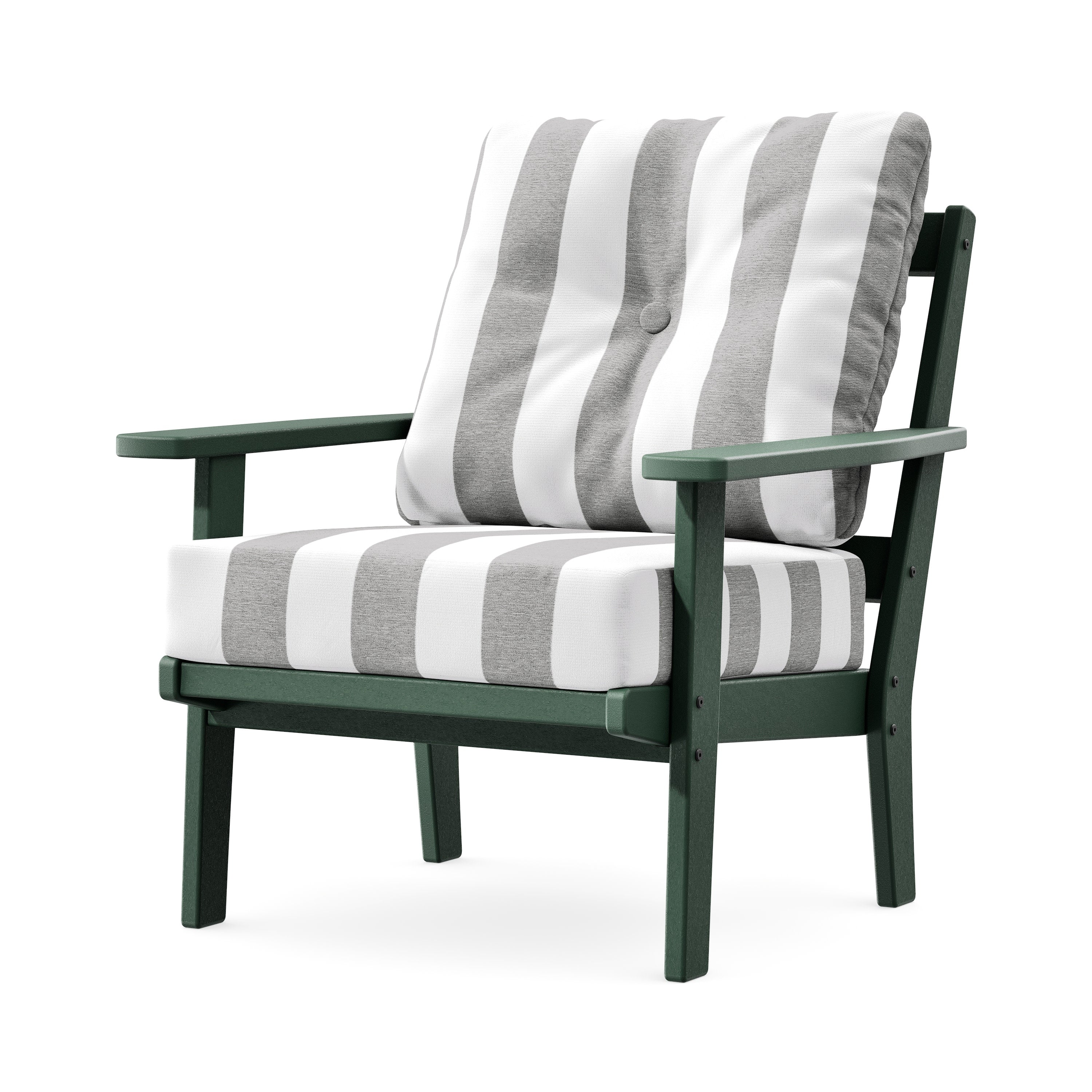 Prairie Deep Seating Chair in Green / Cabana Stripe Grey Mist