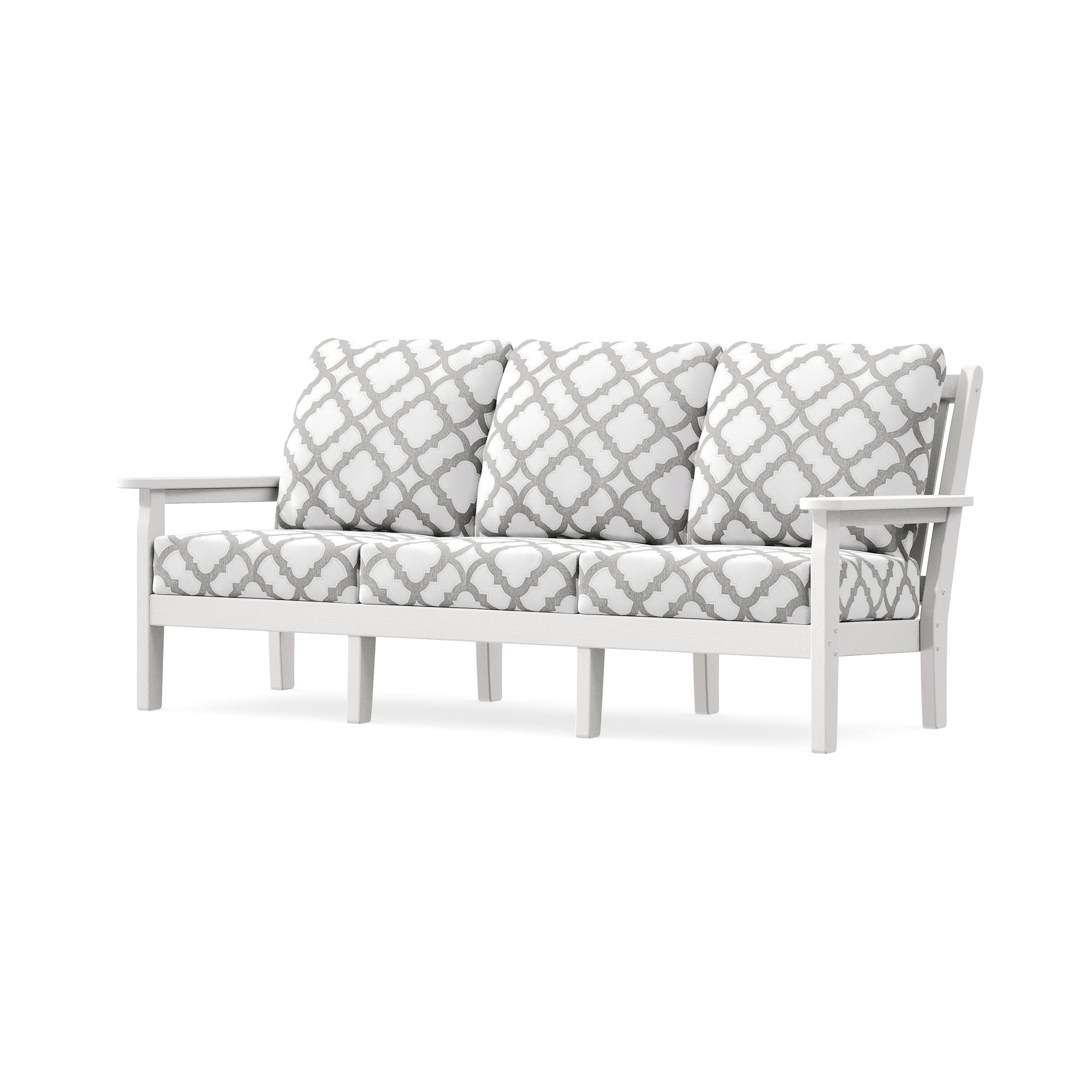 Chippendale Deep Seating Sofa in Vintage White / Trellis Grey Mist