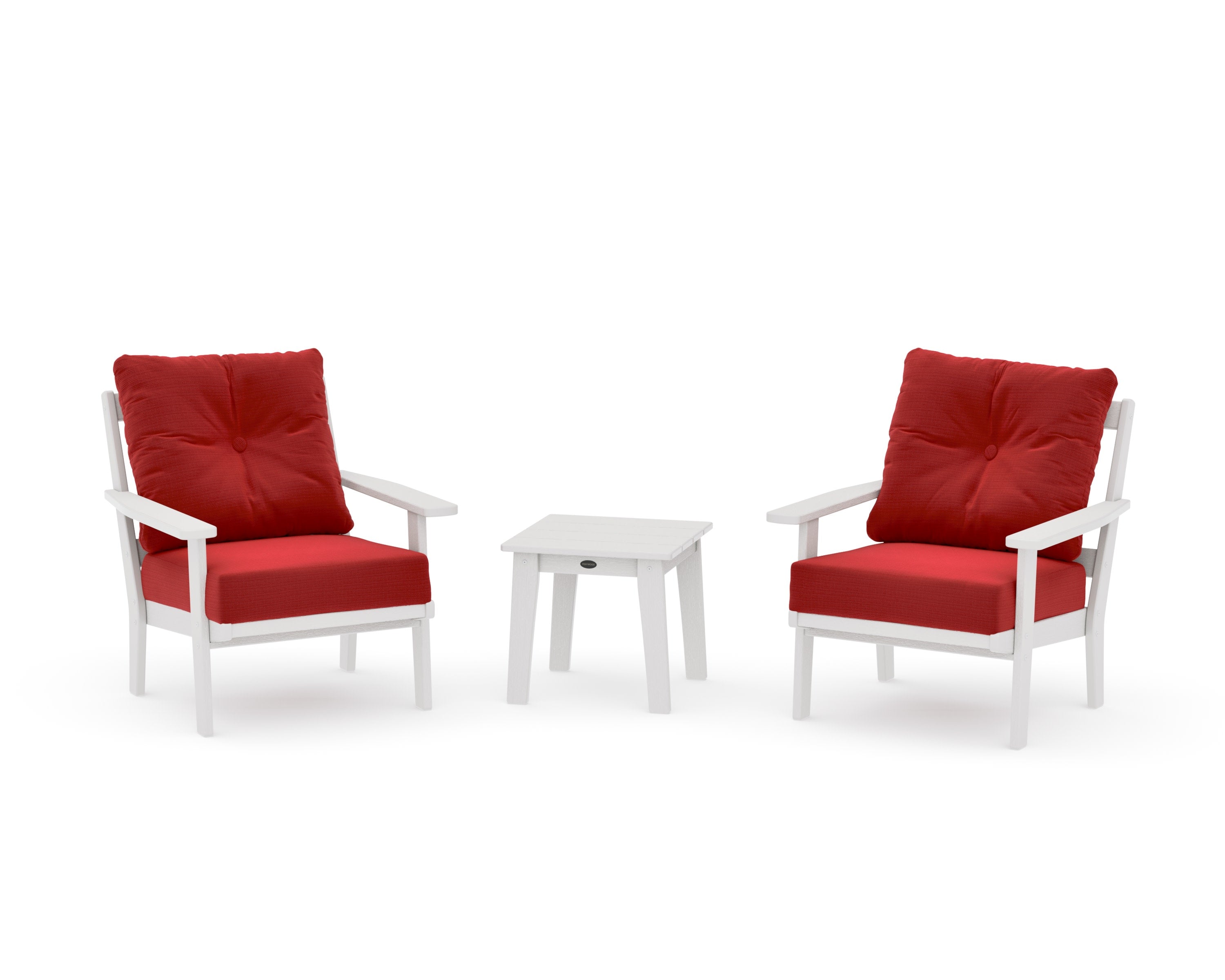 Oxford 3-Piece Deep Seating Set in Vintage White / Crimson Linen