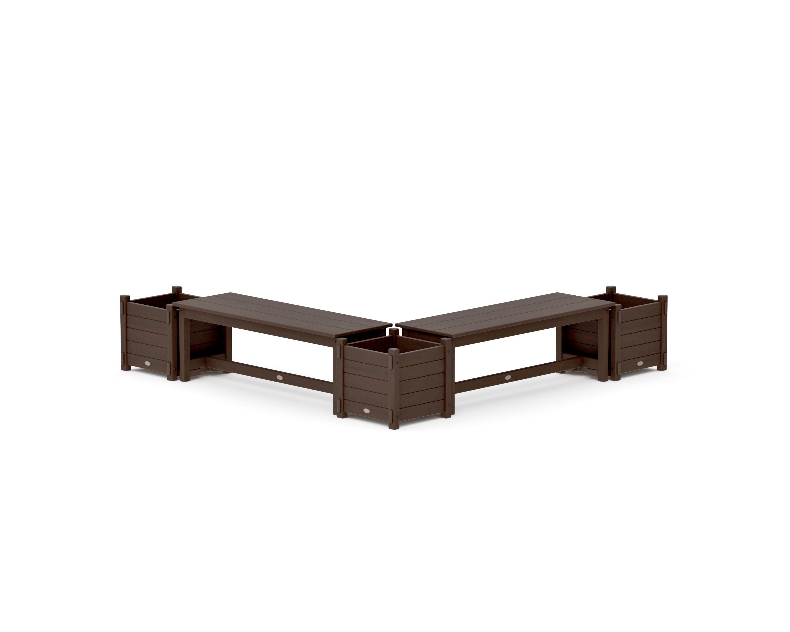 48" Nautical L- Shaped Planter Bench Corner Set in Kona