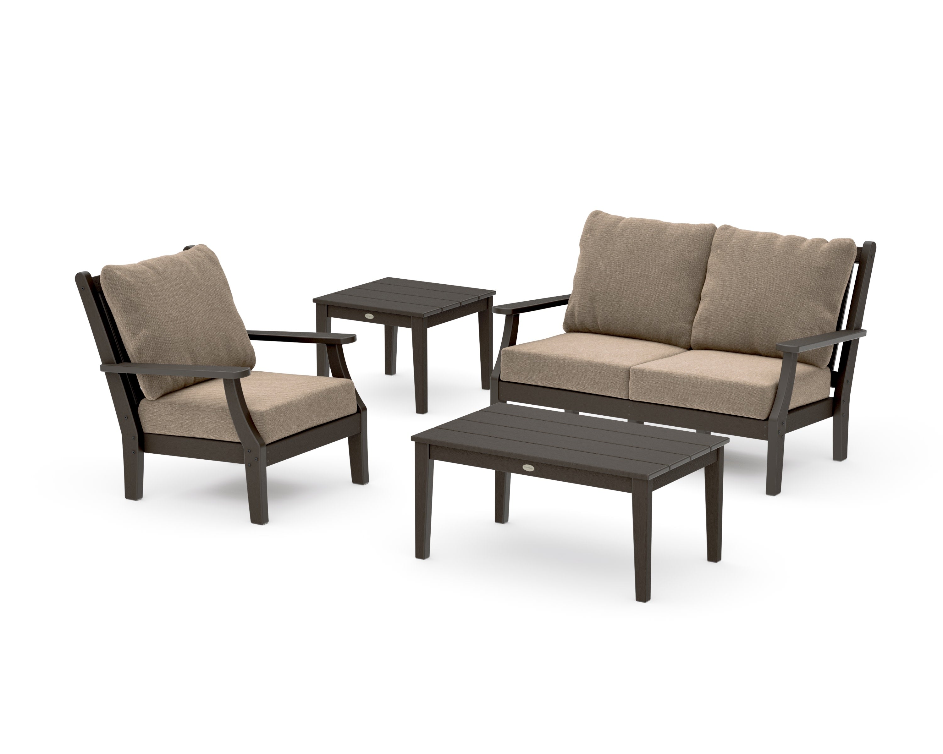 Wovendale 4-Piece Deep Seating Set in Vintage Coffee / Spiced Burlap
