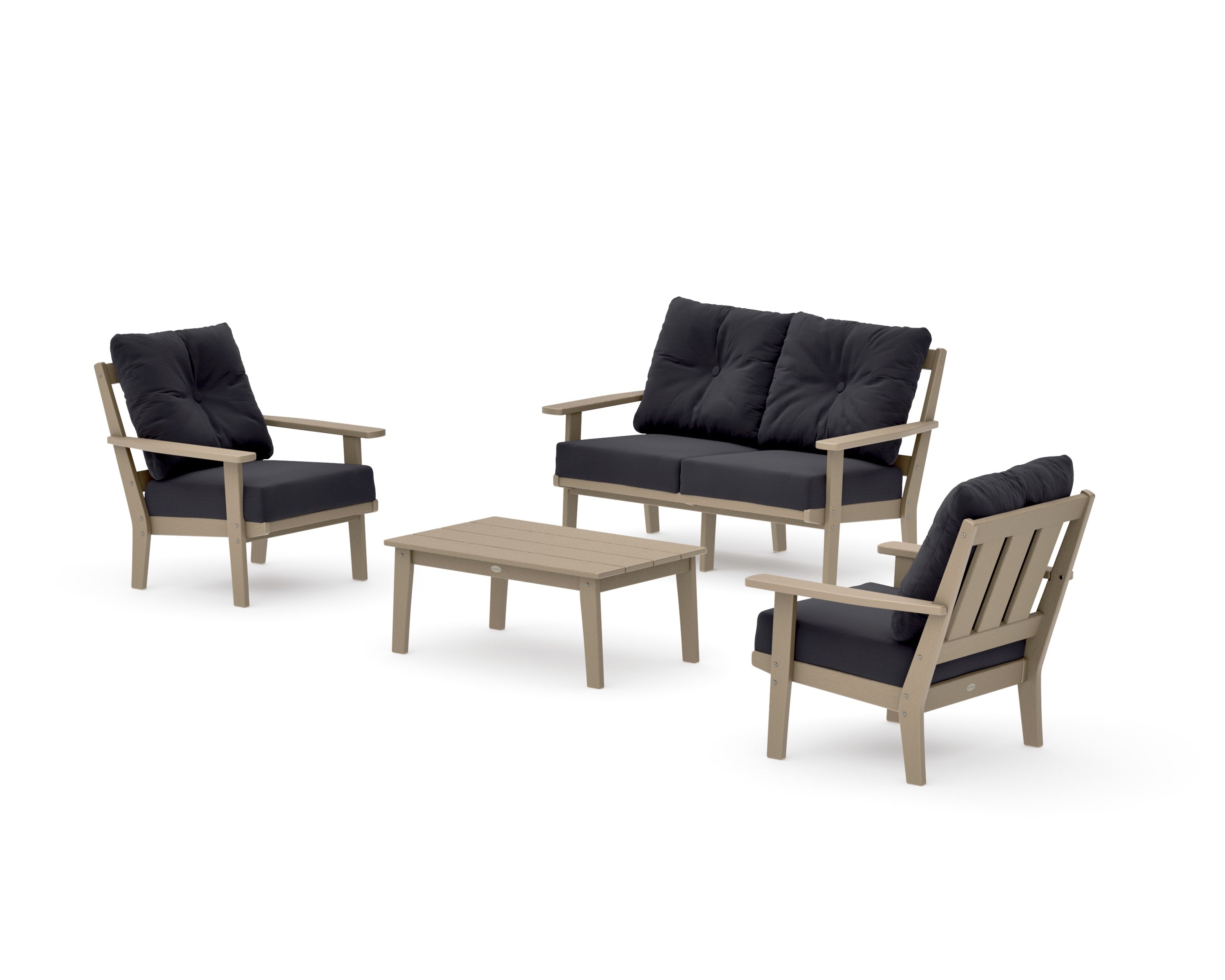 Oxford 4-Piece Deep Seating Set with Loveseat in Vintage Sahara / Midnight Linen