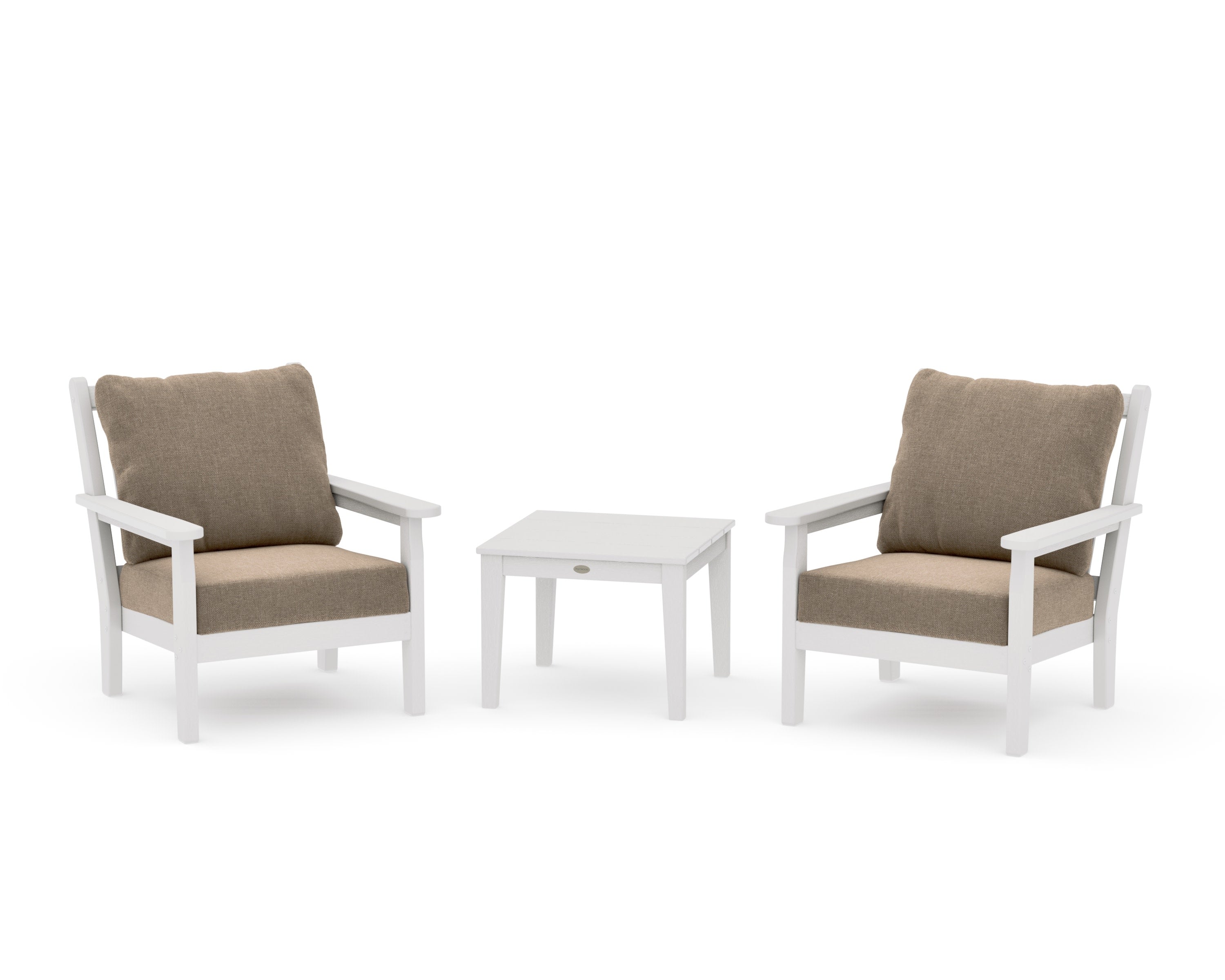 Chippendale 3-Piece Deep Seating Set in Vintage White / Spiced Burlap