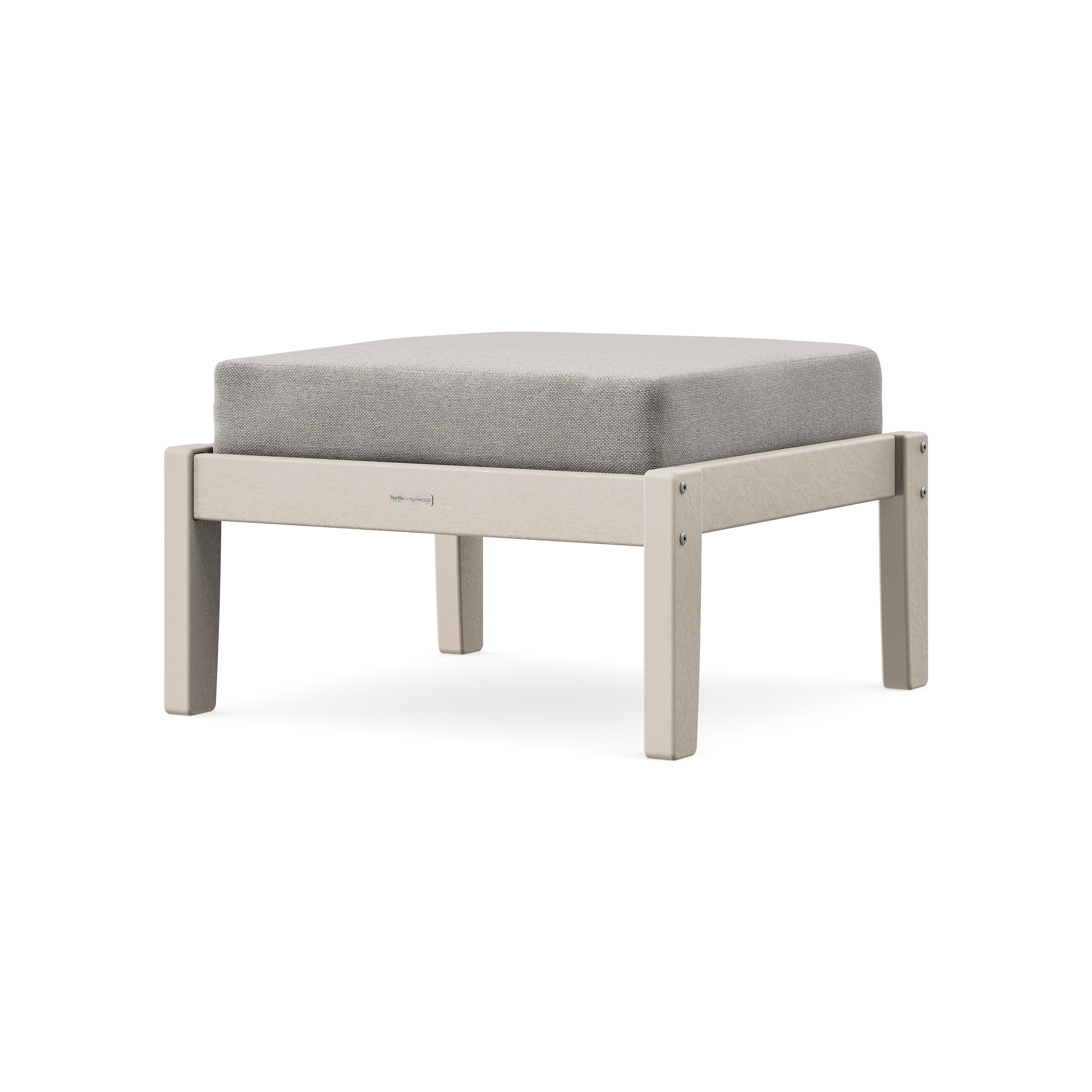 Chinoiserie Deep Seating Ottoman in Sand / Weathered Tweed