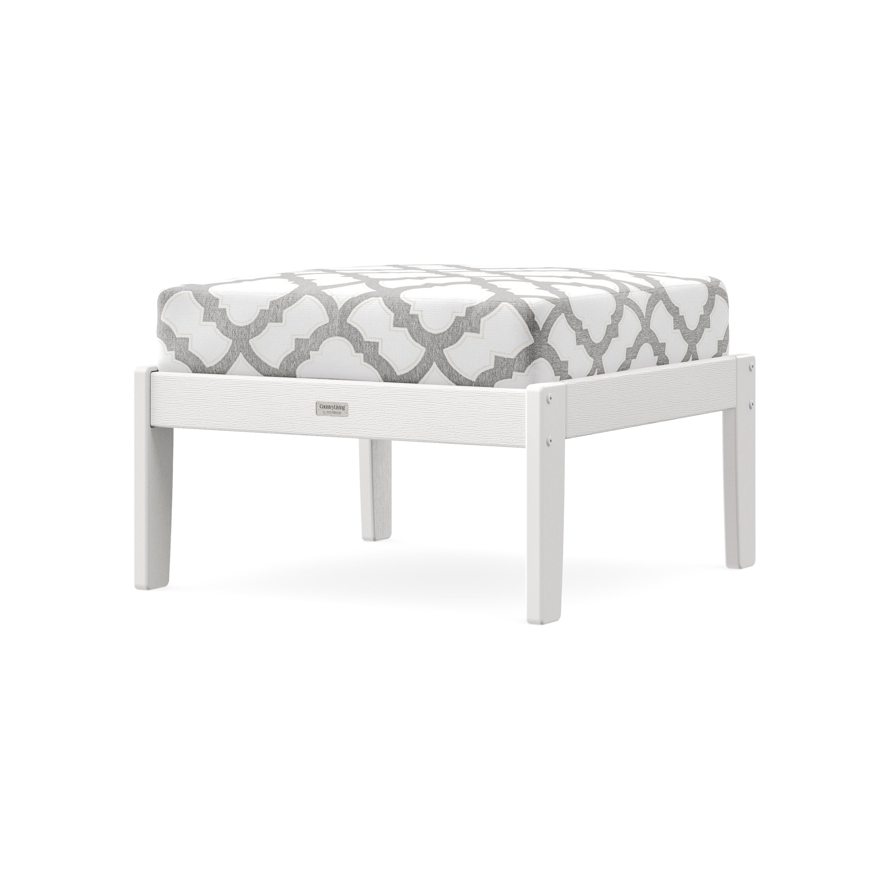 Cottage Deep Seating Ottoman in Vintage White / Trellis Grey Mist