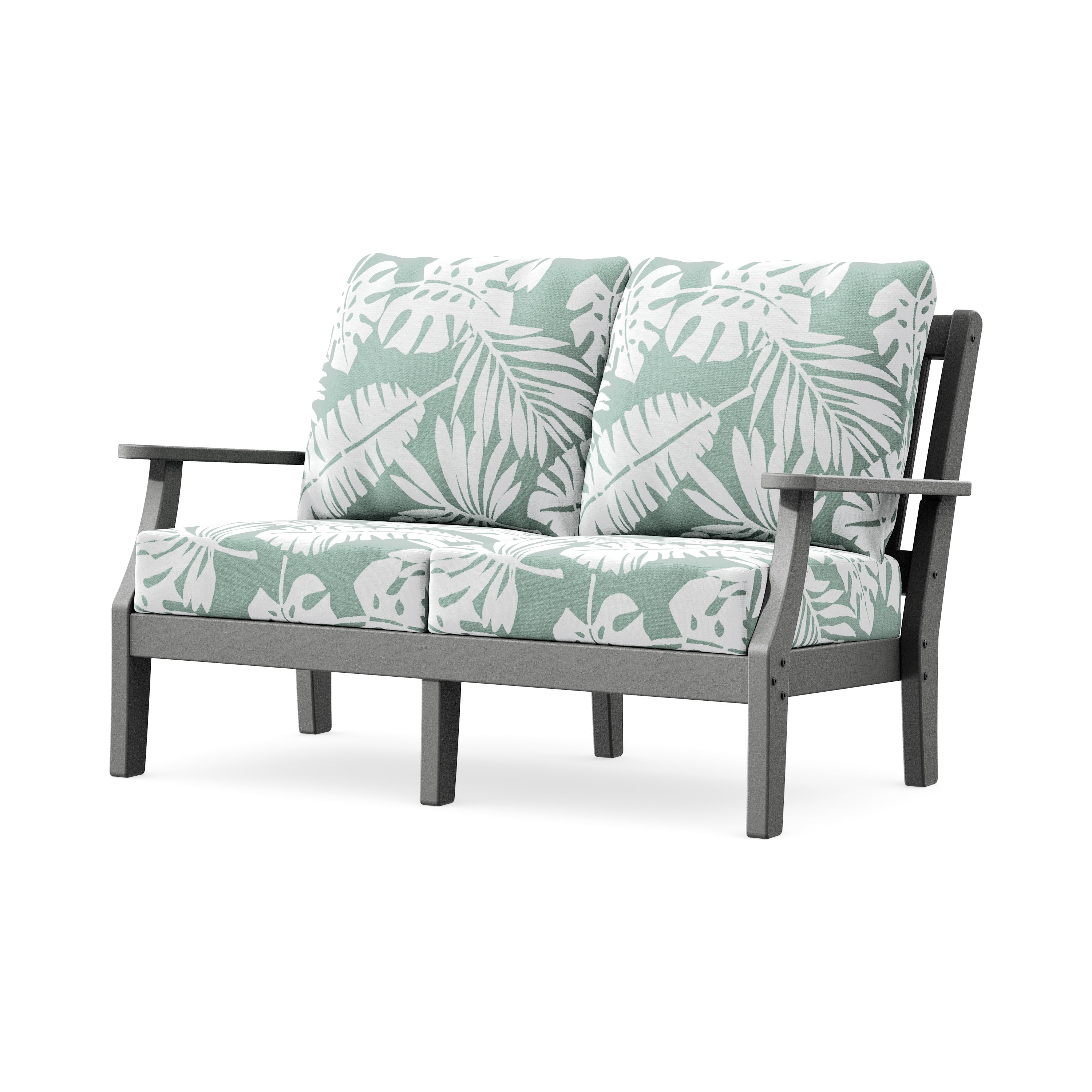 Chinoiserie Deep Seating Loveseat in Slate Grey / Leaf Glacier Spa