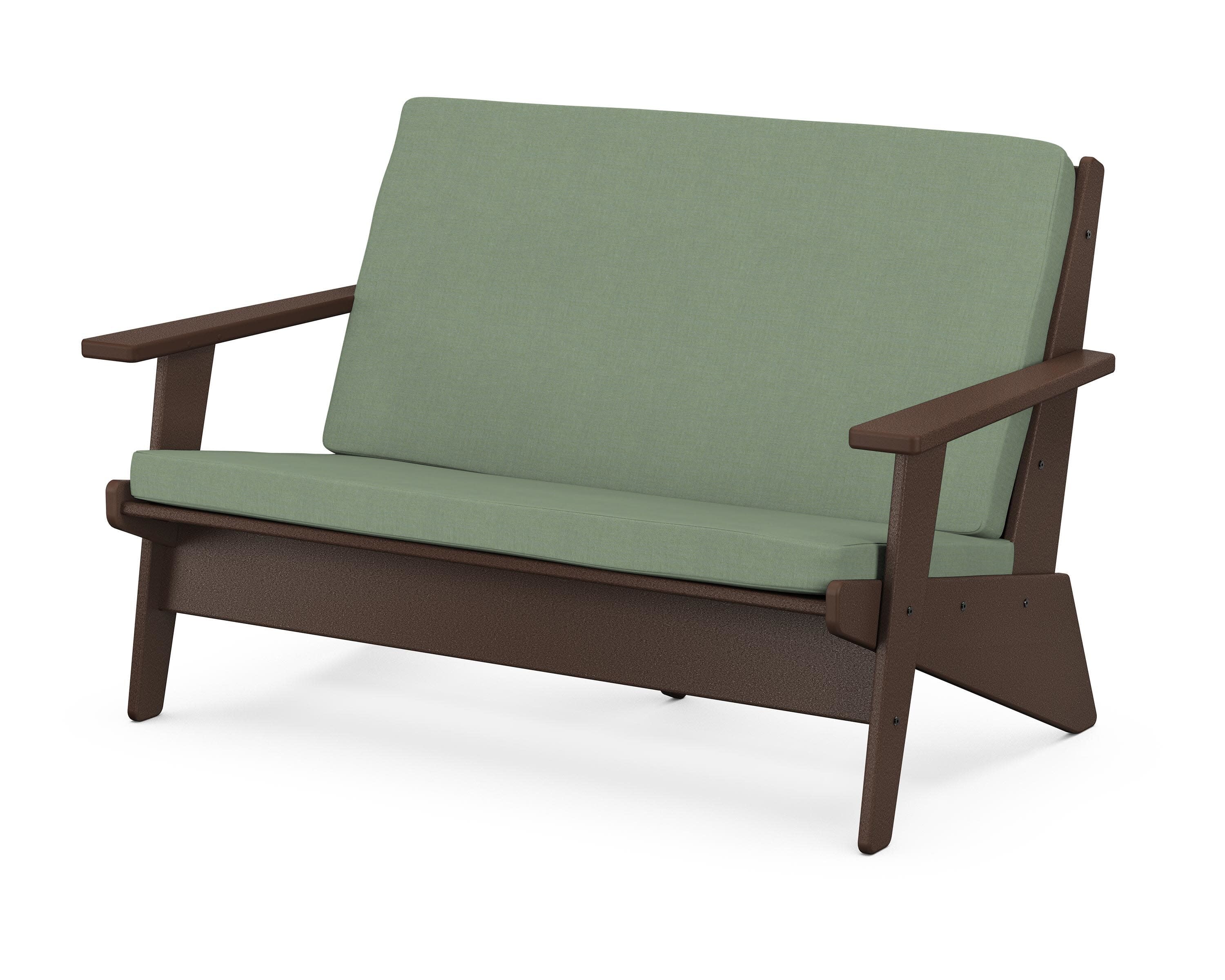 Riviera Modern Lounge Loveseat in Mahogany / Exhale Rainwashed