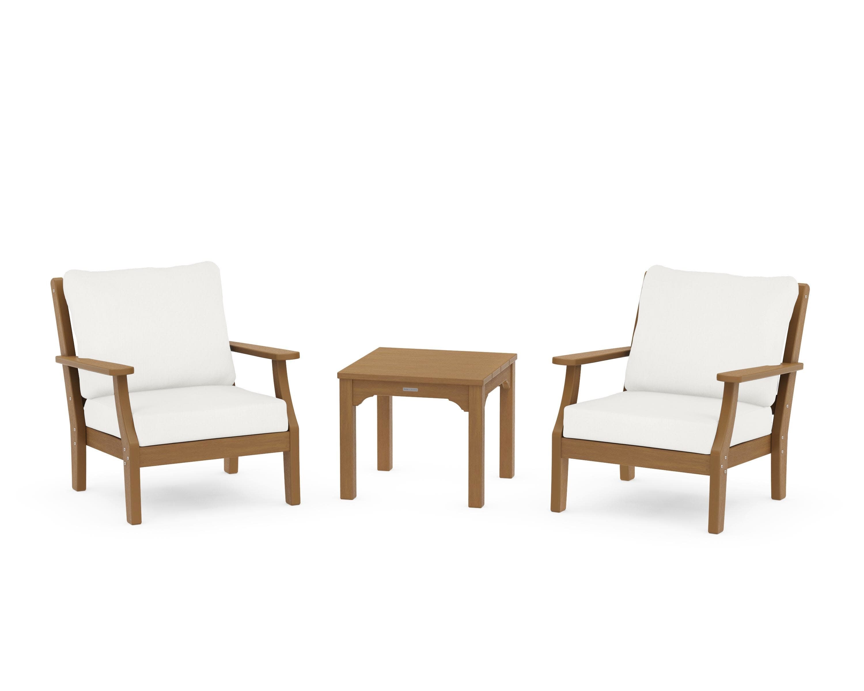 Chinoiserie 3-Piece Deep Seating Set in Natural / Natural Linen