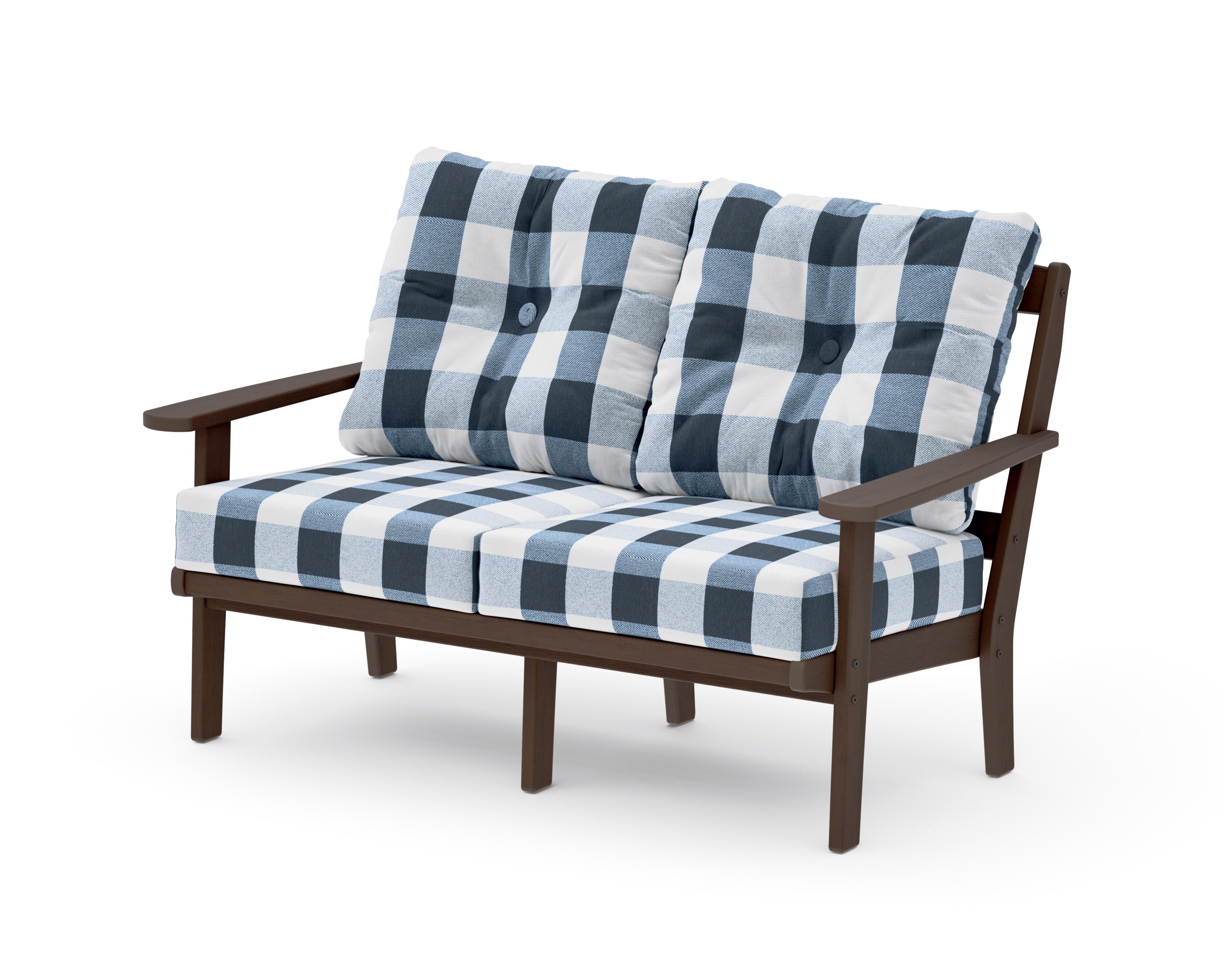 Mission Deep SeatingLoveseat in Kona / Buffalo Plaid Marine Indigo