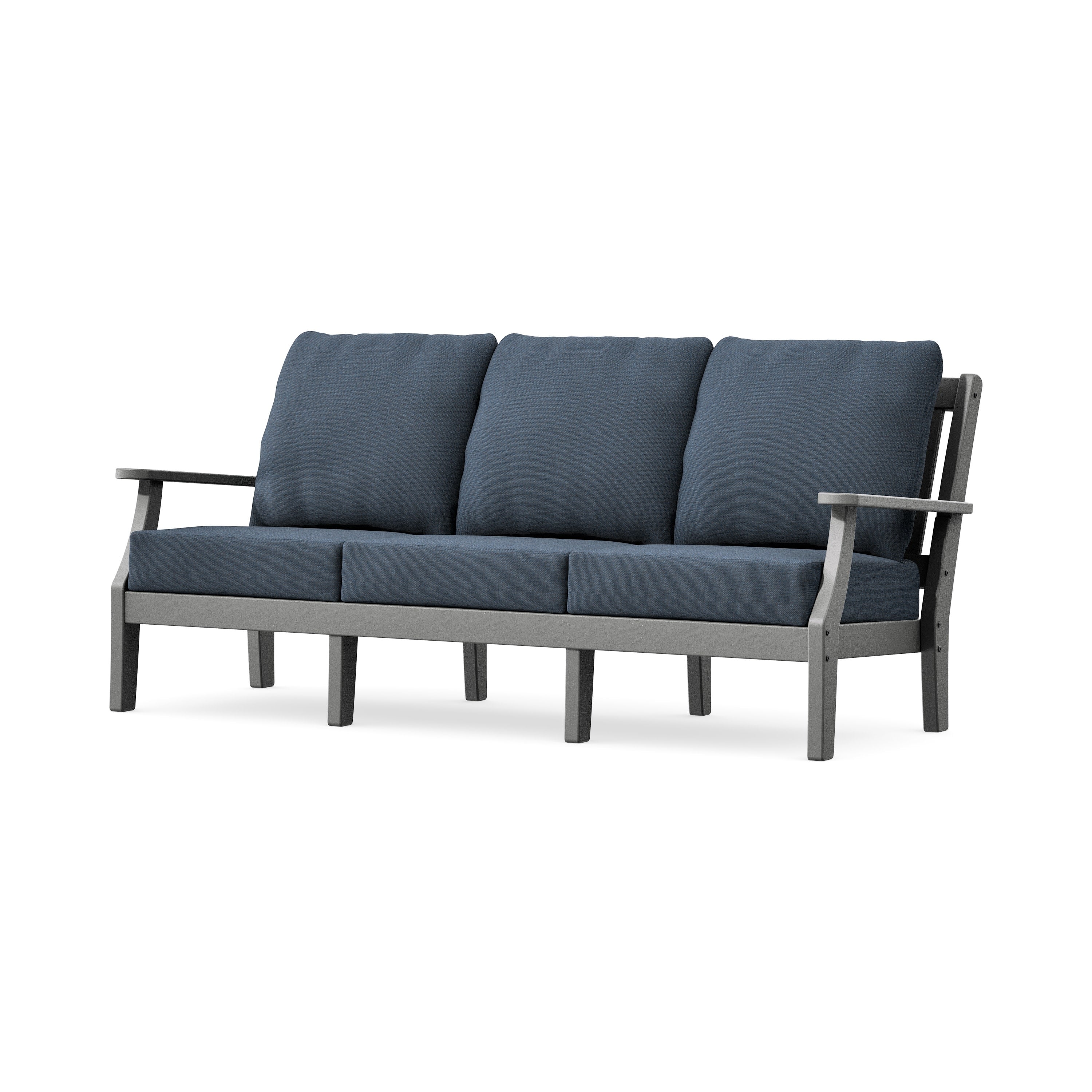 Chinoiserie Deep Seating Sofa in Slate Grey / Marine Indigo