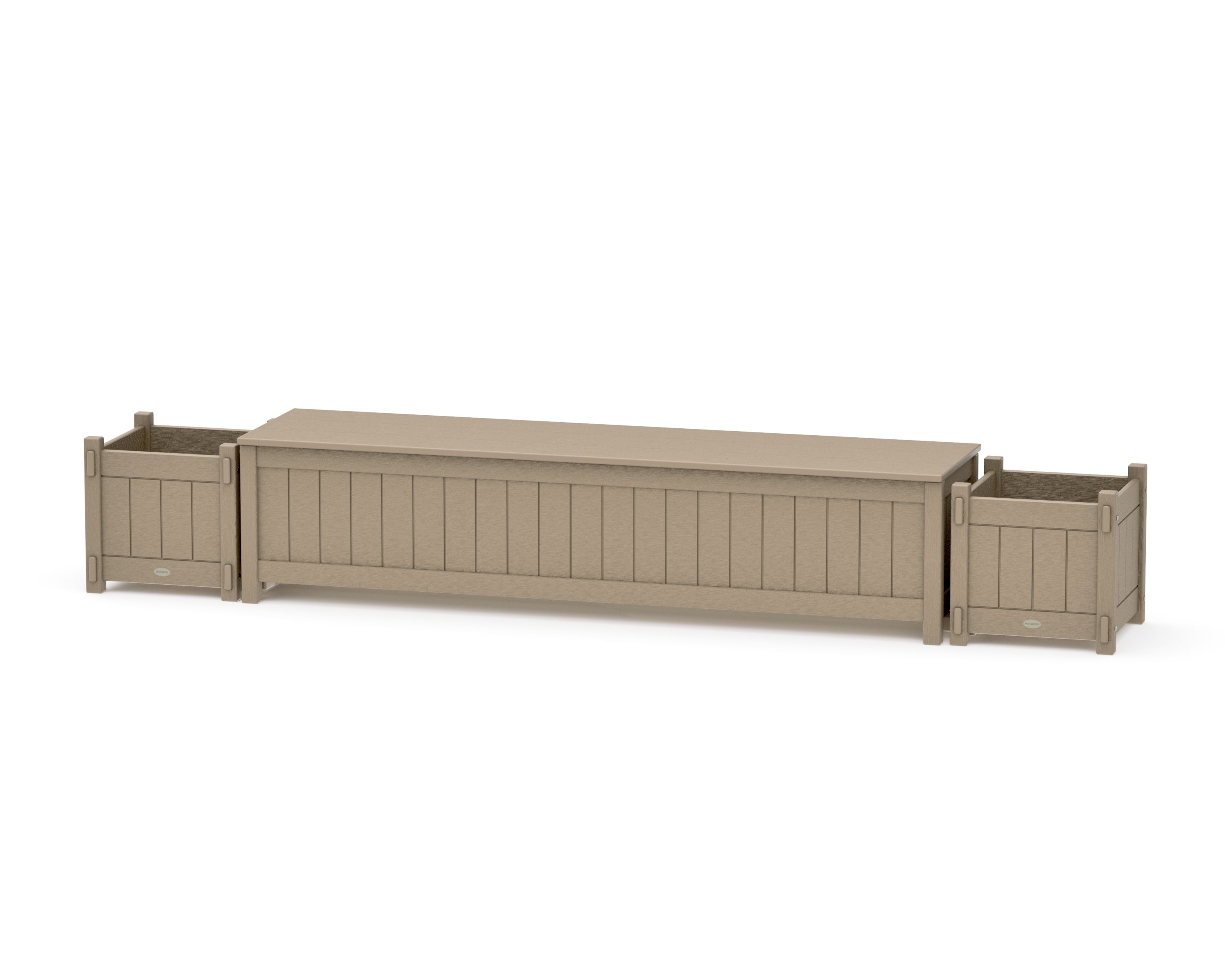 72" Vineyard Straight Planter Storage Bench Set in Vintage Sahara