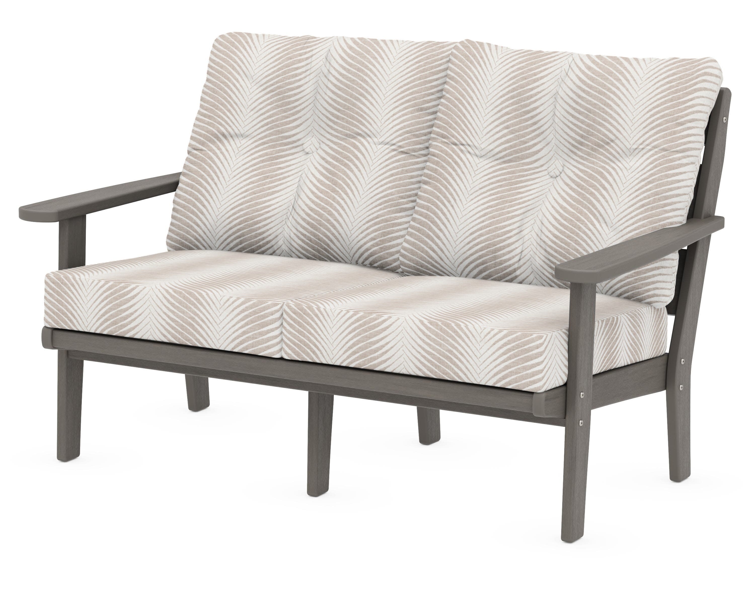Lakeside Deep Seating Loveseat in Driftwood / Clock Out Cloud