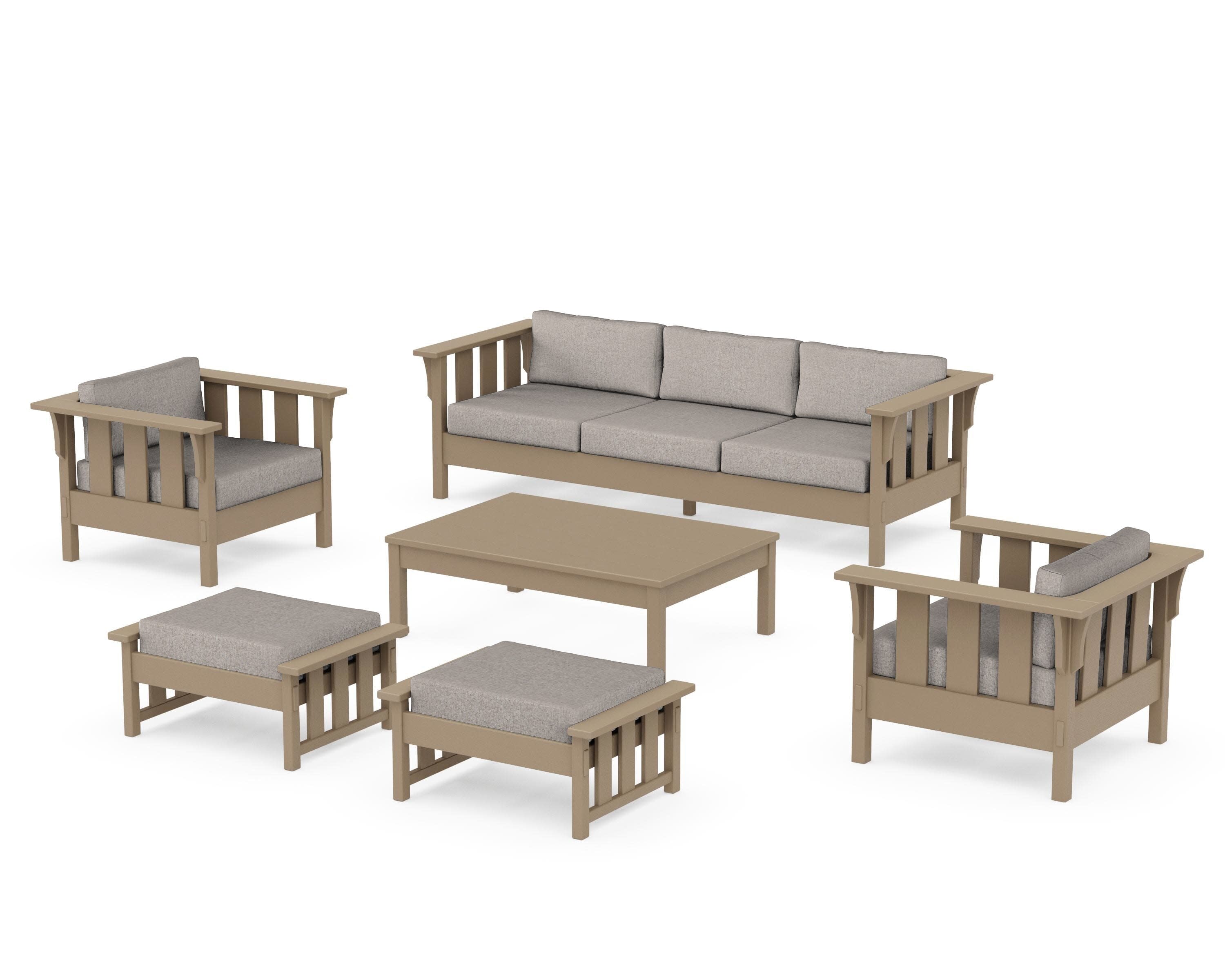 Acadia 6-Piece Lounge Sofa Set in Vintage Sahara / Weathered Tweed