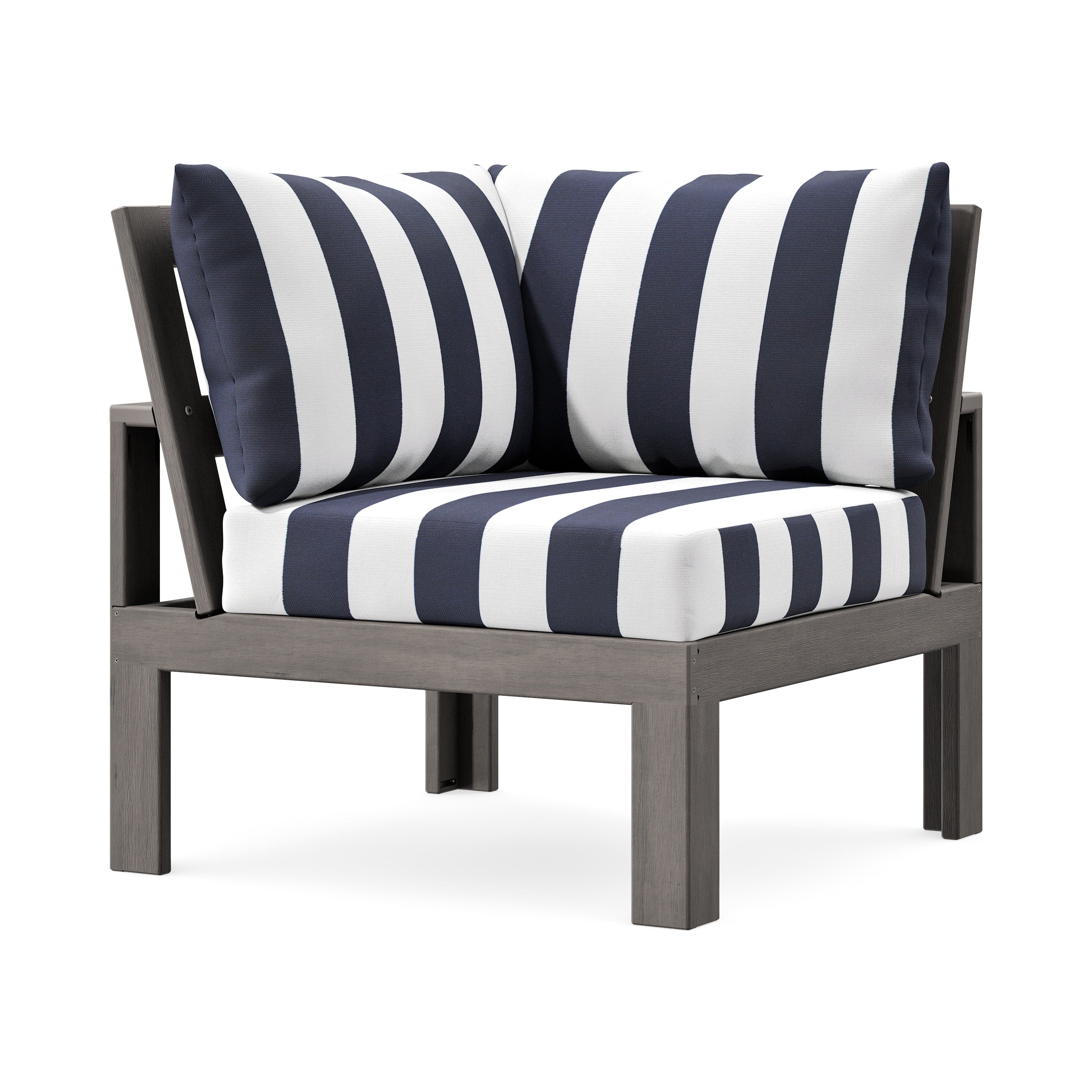 Modular Corner Chair in Driftwood / Cabana Stripe Navy