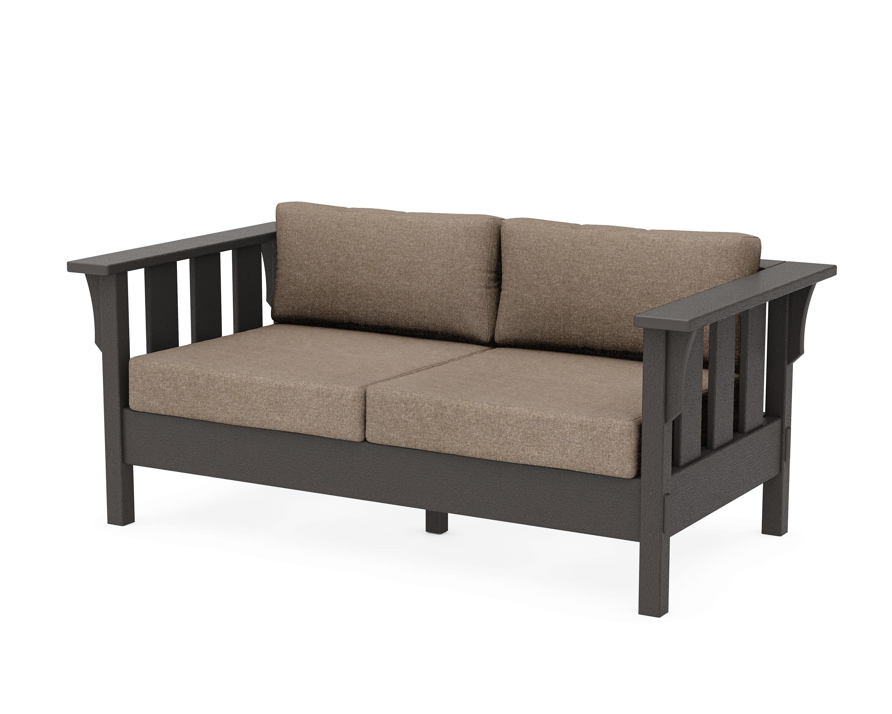 Acadia Deep Seating Loveseat in Vintage Coffee / Spiced Burlap
