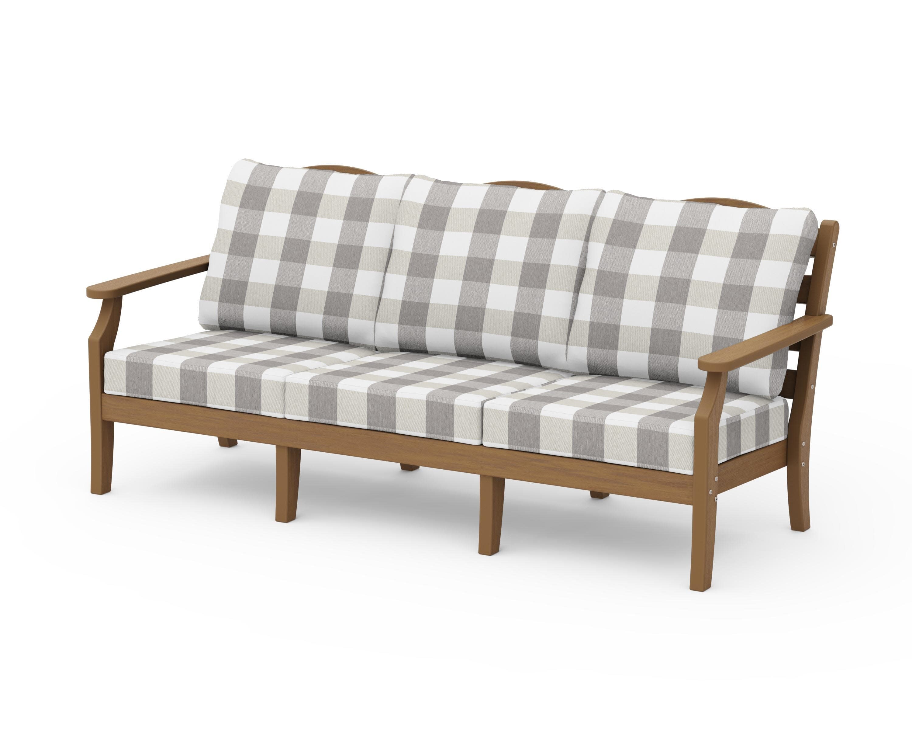 Savannah Deep Seating Sofa in Natural / Buffalo Plaid Grey Mist