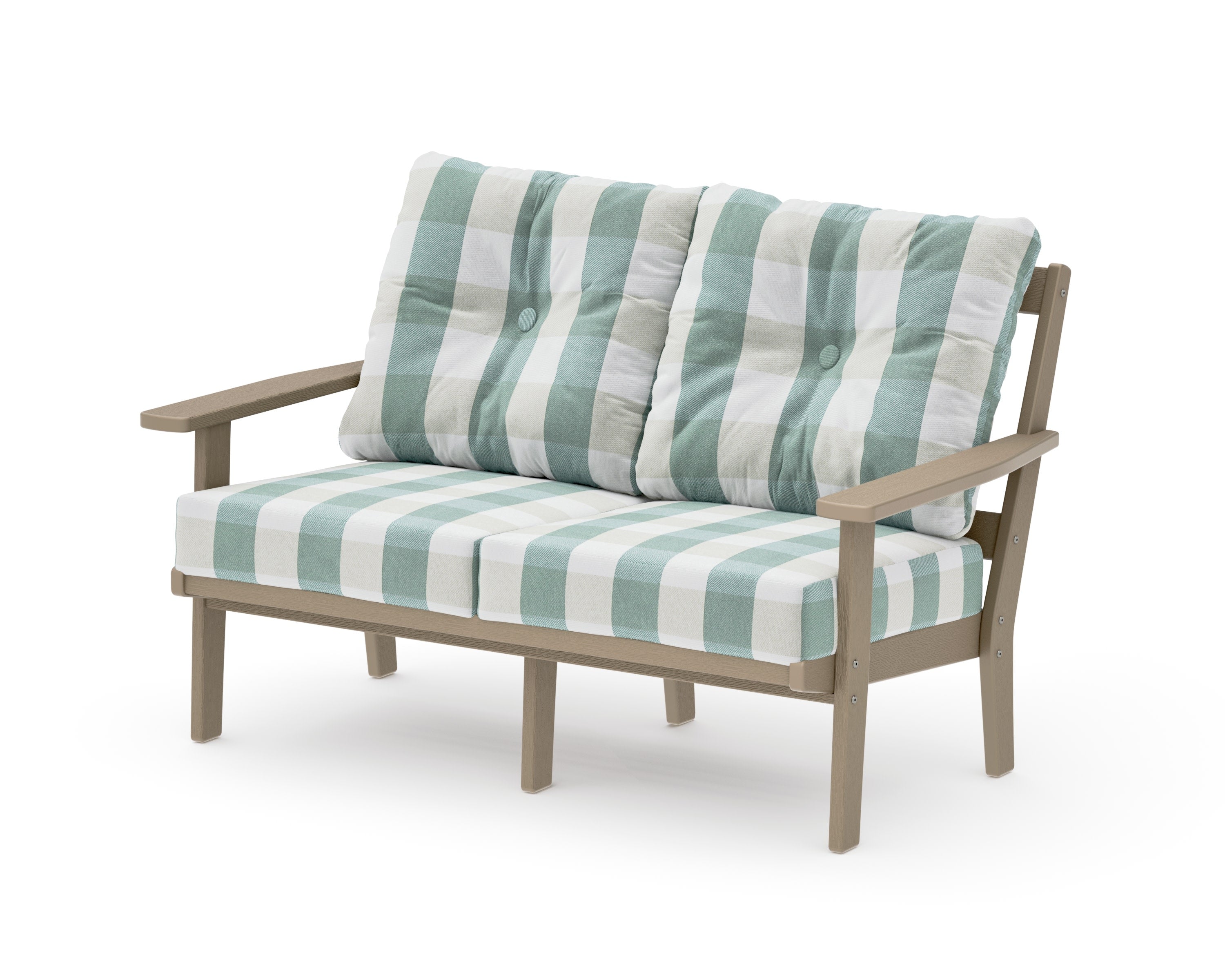Oxford Deep SeatingLoveseat in Vintage Sahara / Buffalo Plaid Glacier Spa