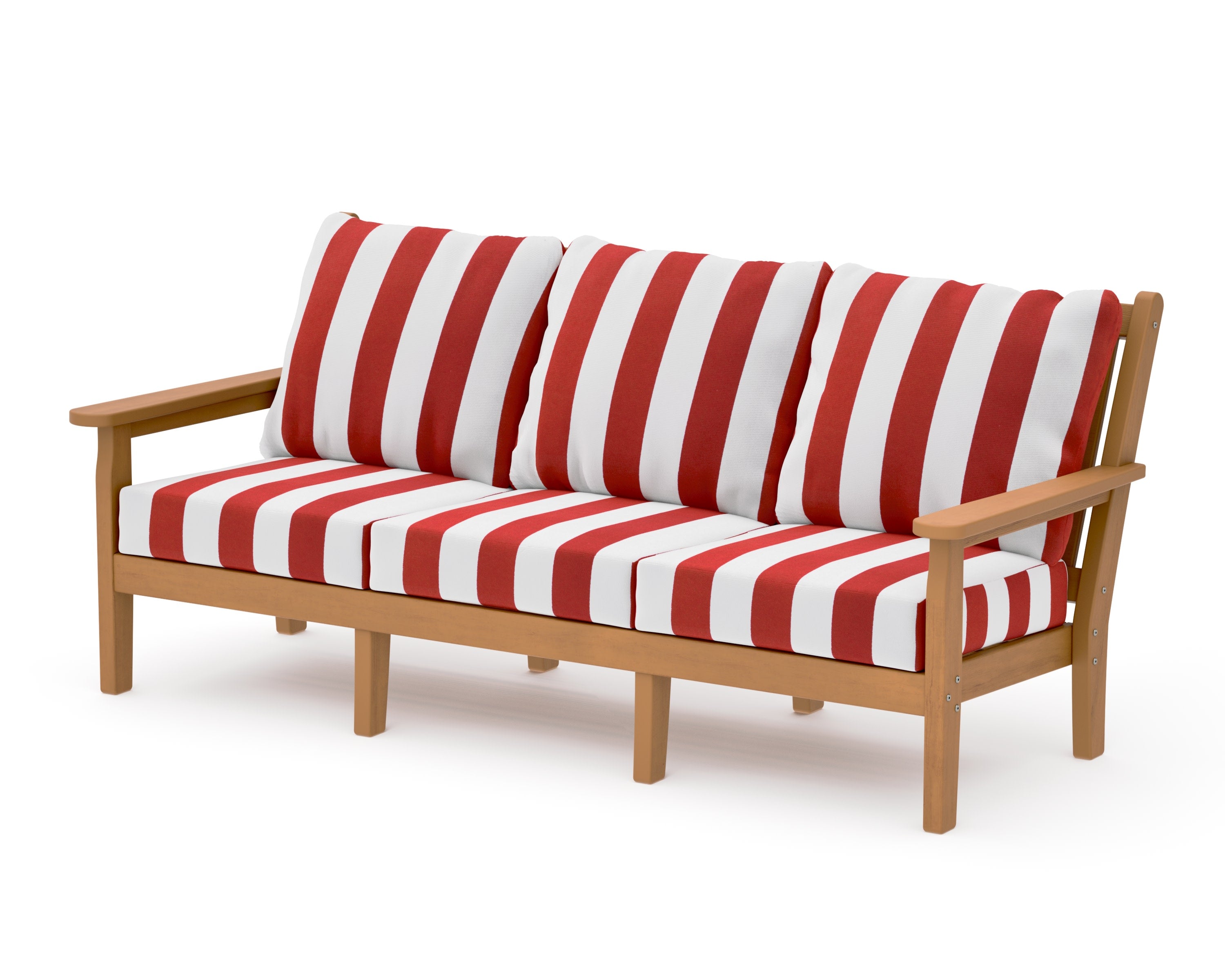 Chippendale Deep Seating Sofa in Natural / Cabana Stripe Crimson