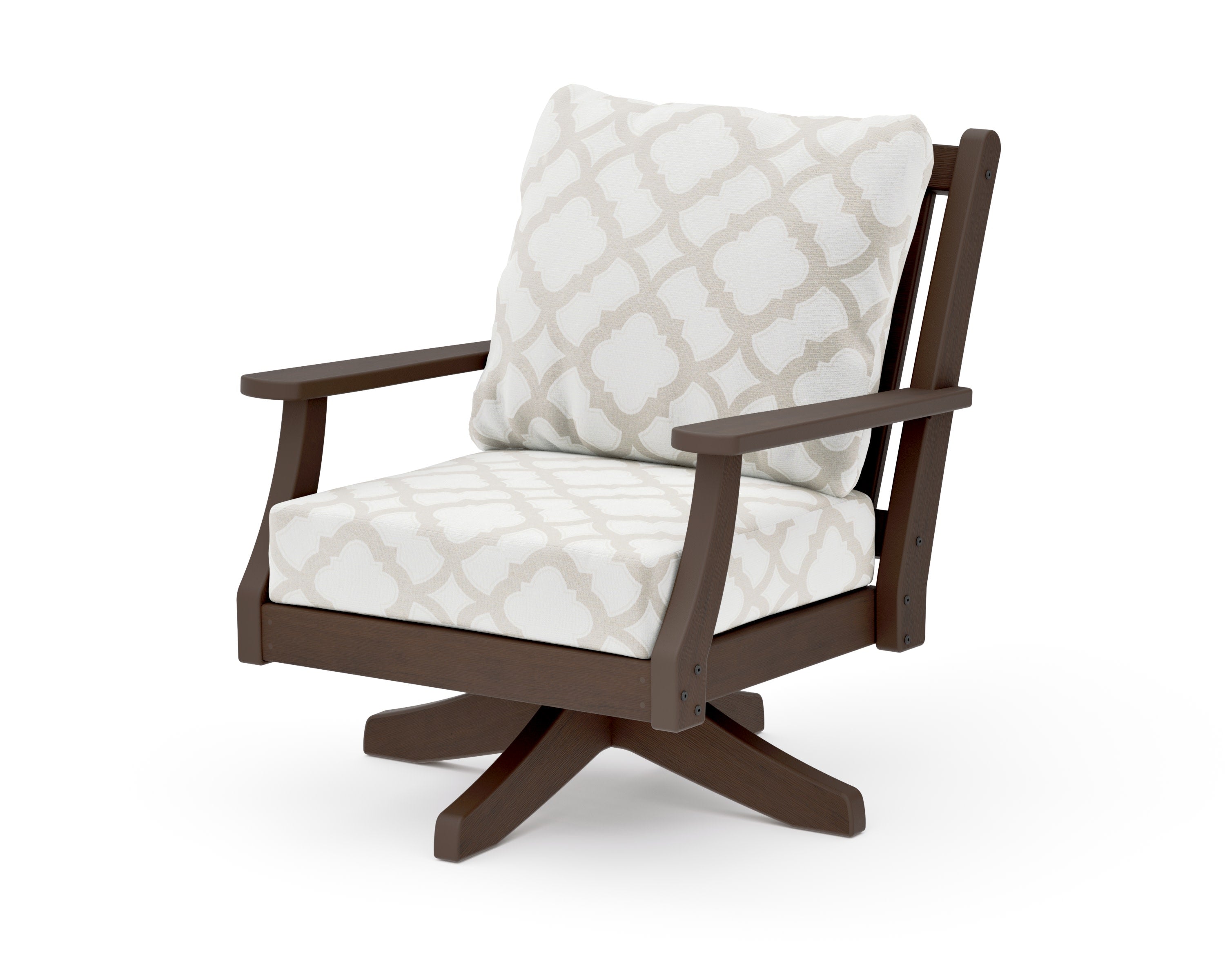Wovendale Deep Seating Swivel Chair in Kona / Trellis Dune Burlap