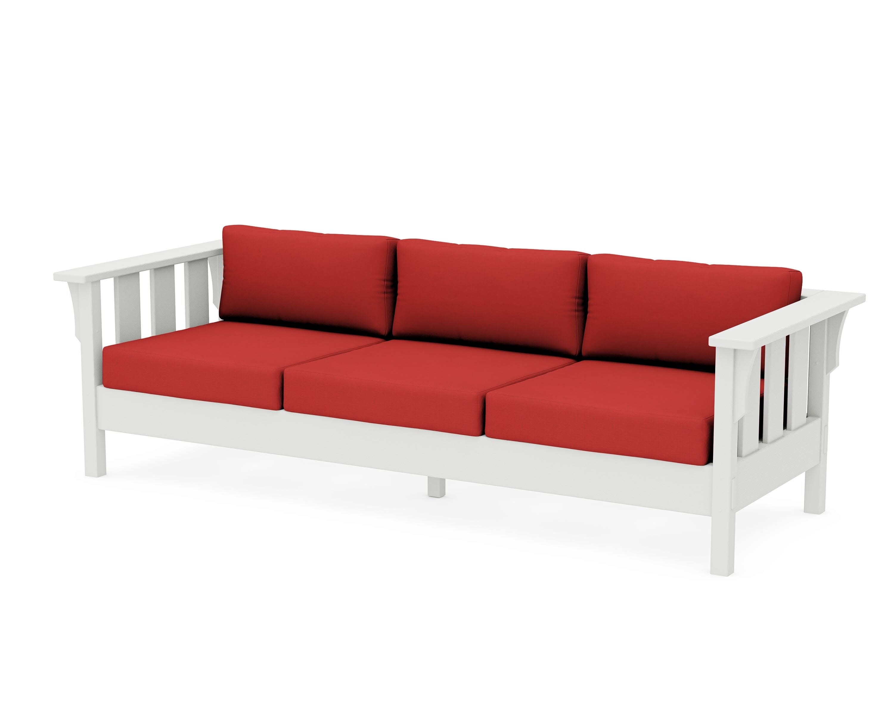 Acadia Deep Seating Sofa in Vintage White / Crimson Linen