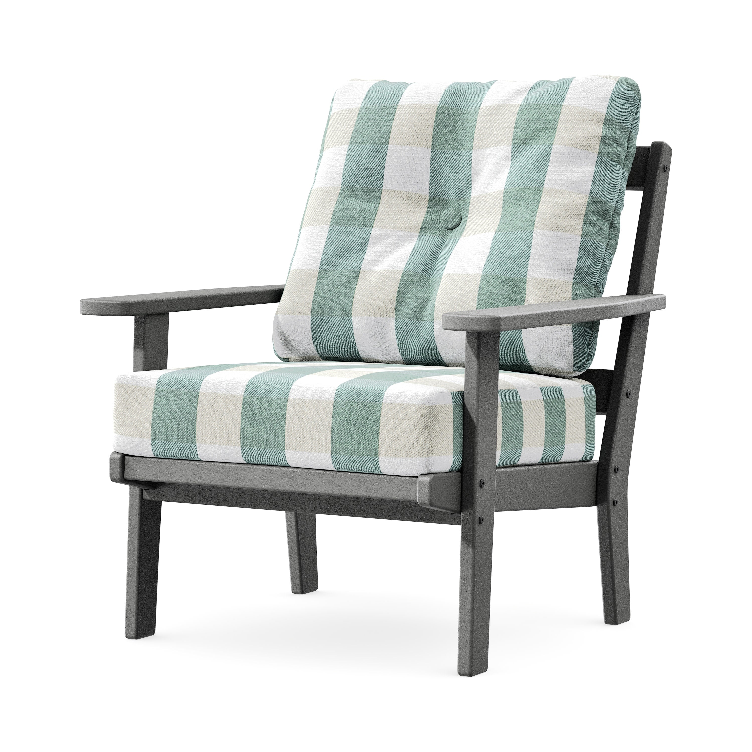 Prairie Deep Seating Chair in Slate Grey / Buffalo Plaid Glacier Spa