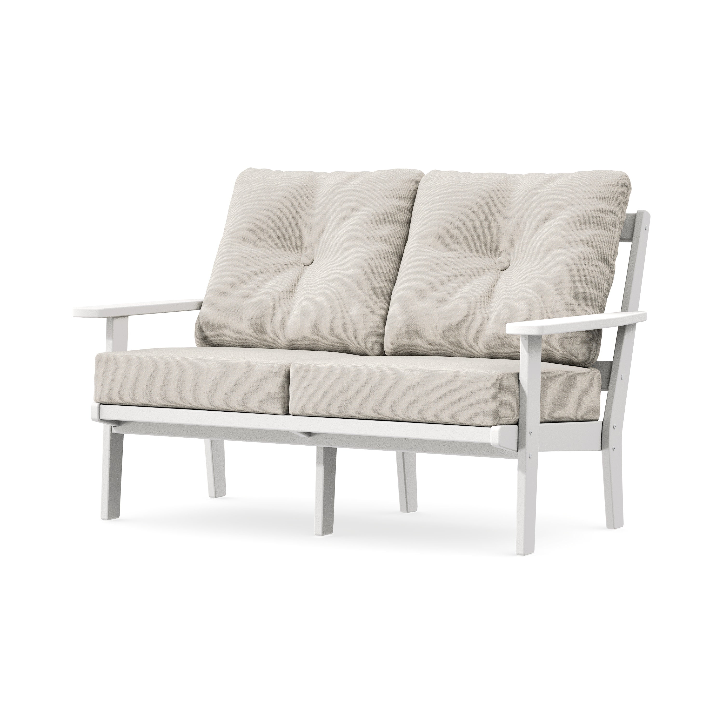 Oxford Deep SeatingLoveseat in White / Dune Burlap
