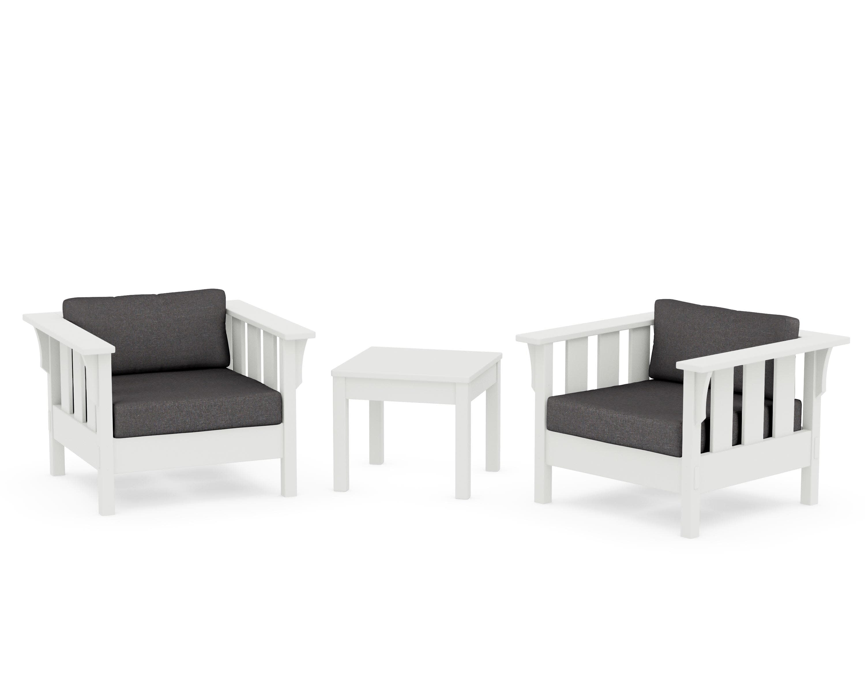 Acadia 3-Piece Deep Seating Set in Vintage White / Ash Charcoal