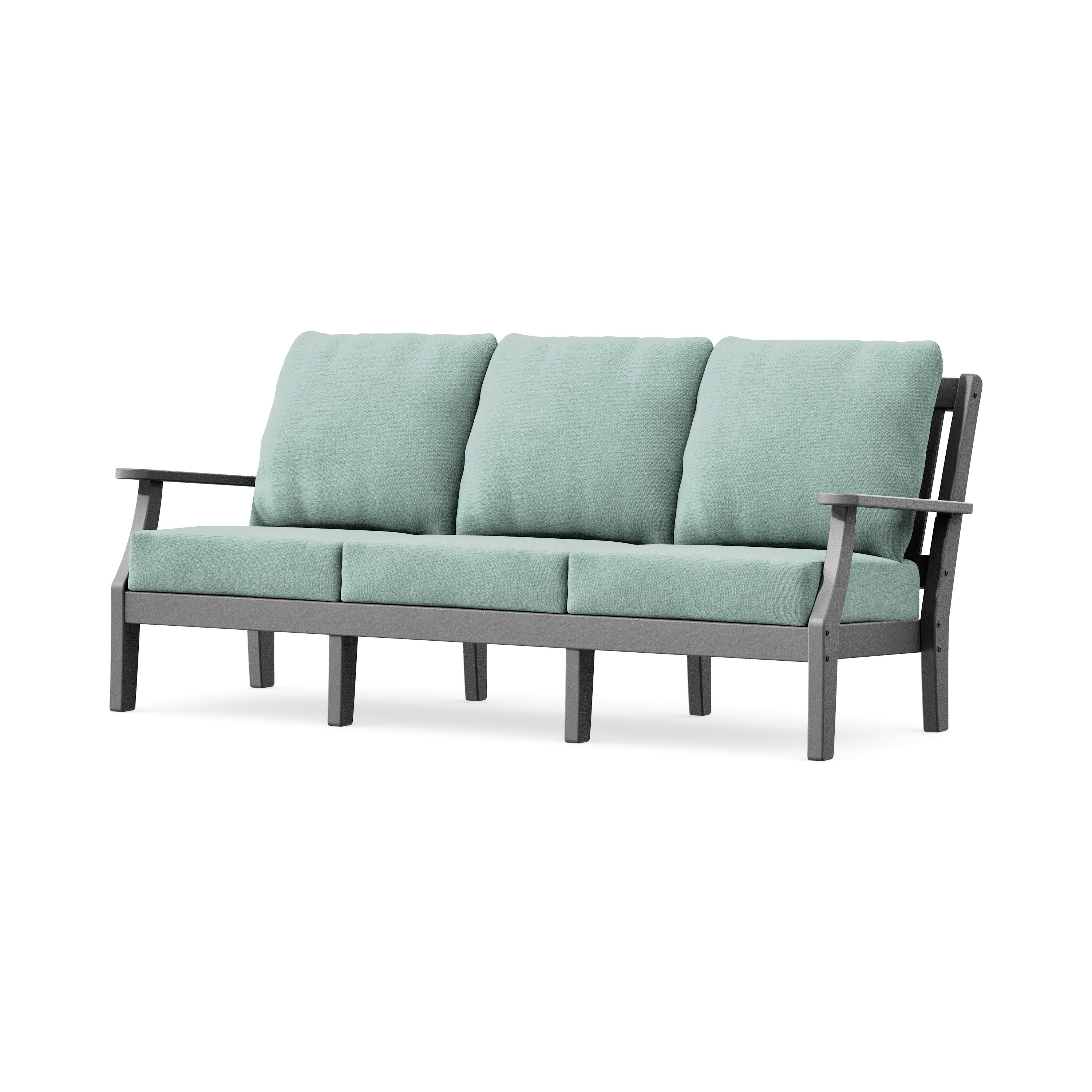 Chinoiserie Deep Seating Sofa in Slate Grey / Glacier Spa