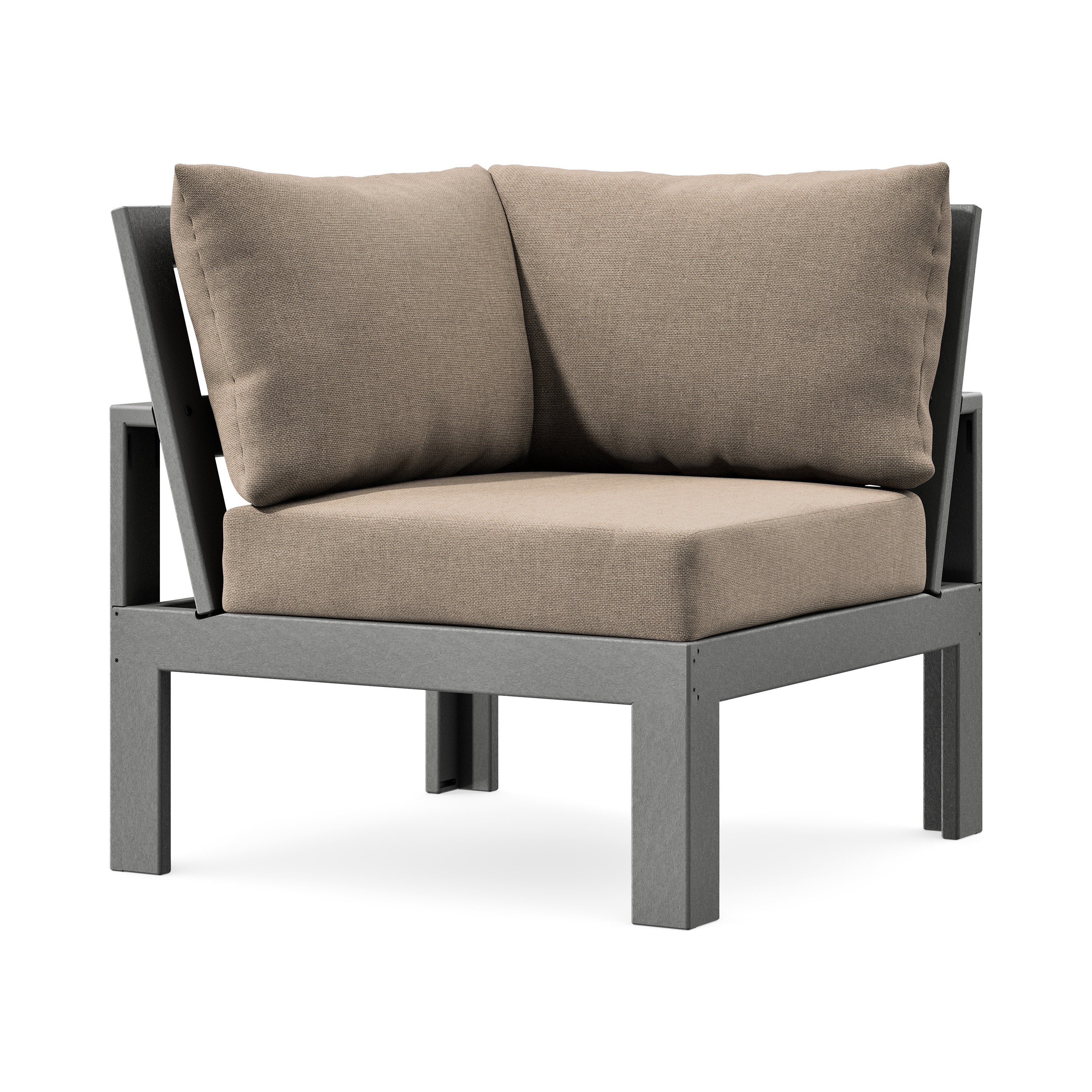 Modular Corner Chair in Slate Grey / Spiced Burlap