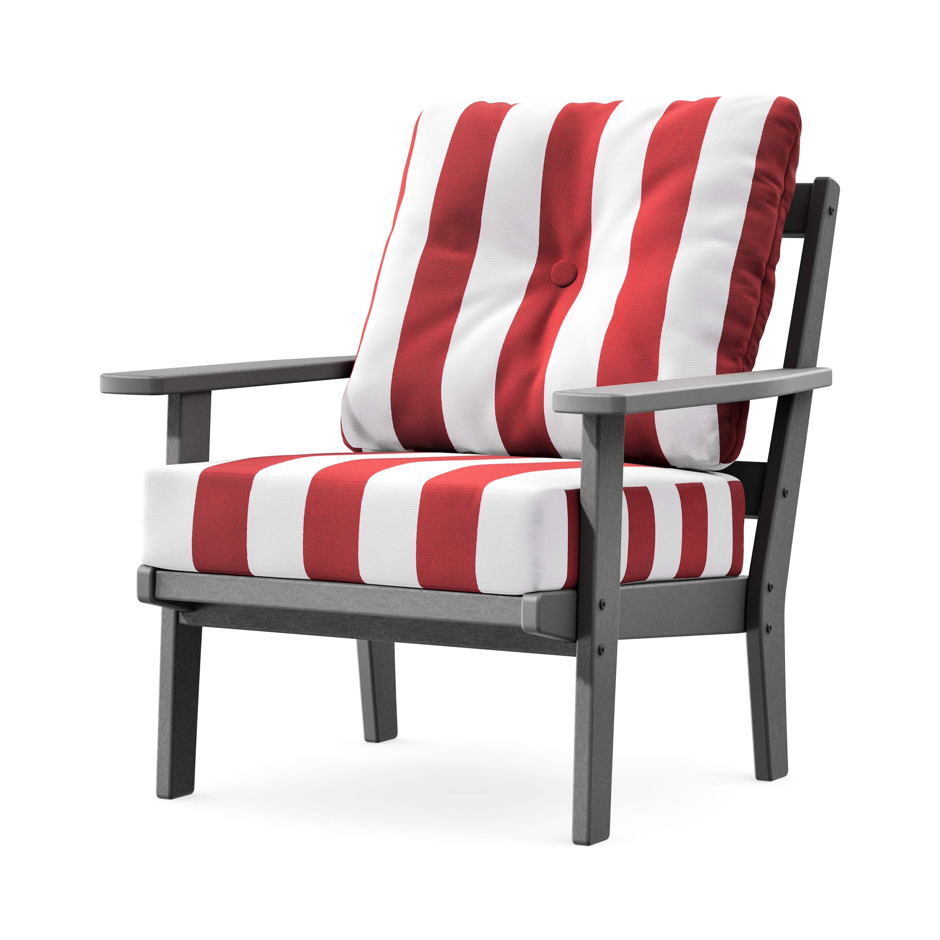Prairie Deep Seating Chair in Slate Grey / Cabana Stripe Crimson