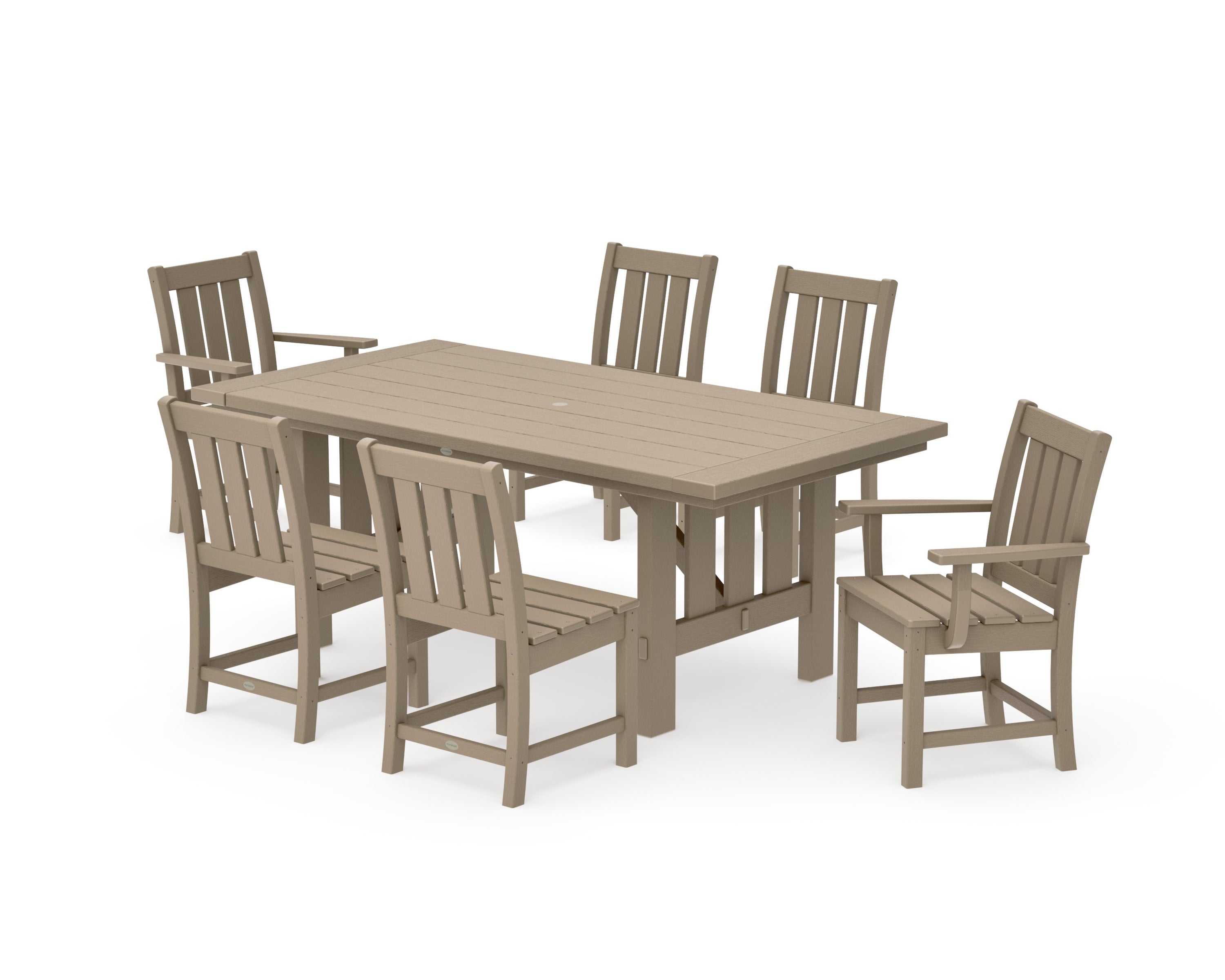 Oxford 7-Piece Dining Set with Mission Table in Vintage Sahara