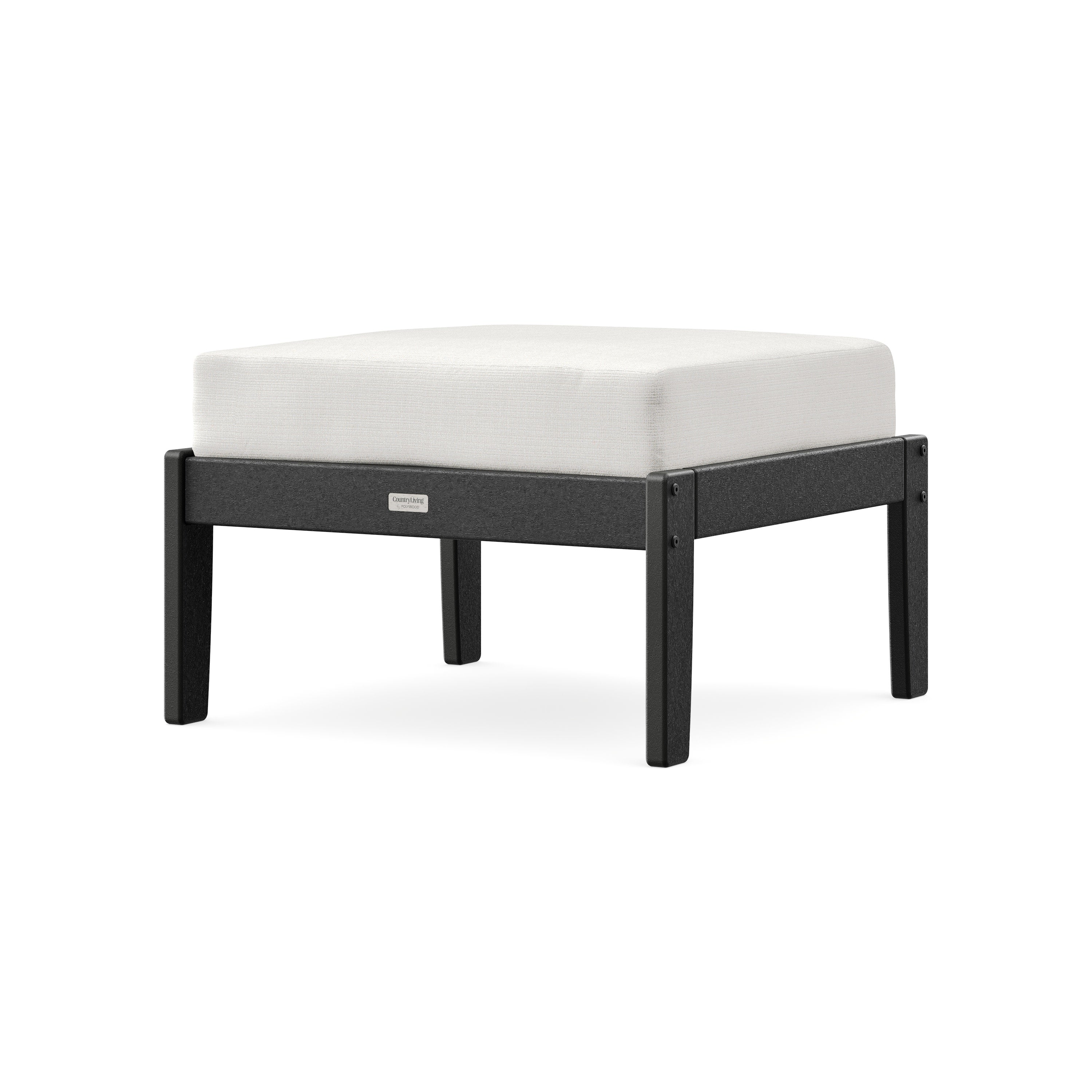 Cottage Deep Seating Ottoman in Black / Natural Linen