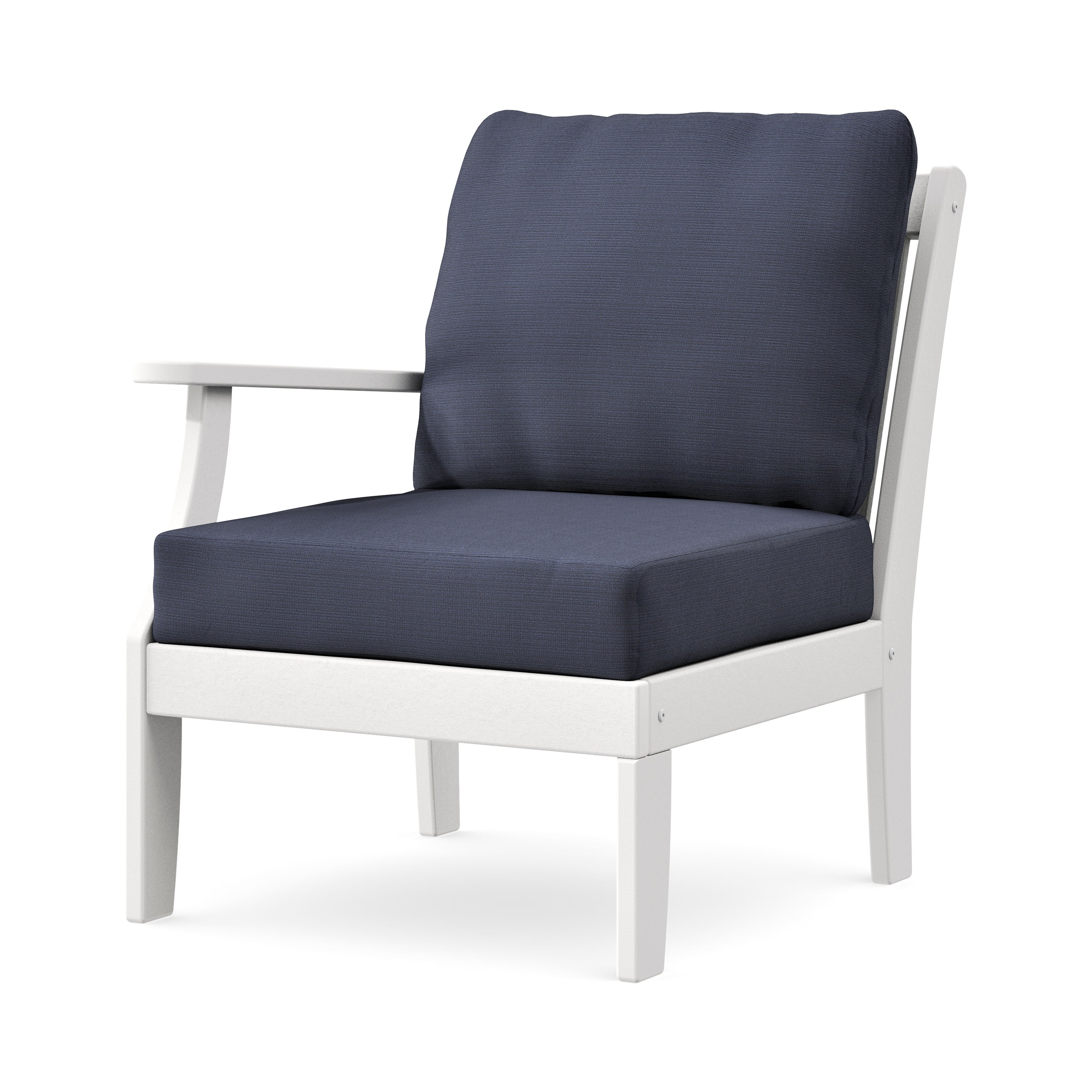 Braxton Modular Left Arm Chair in White / Navy Linen