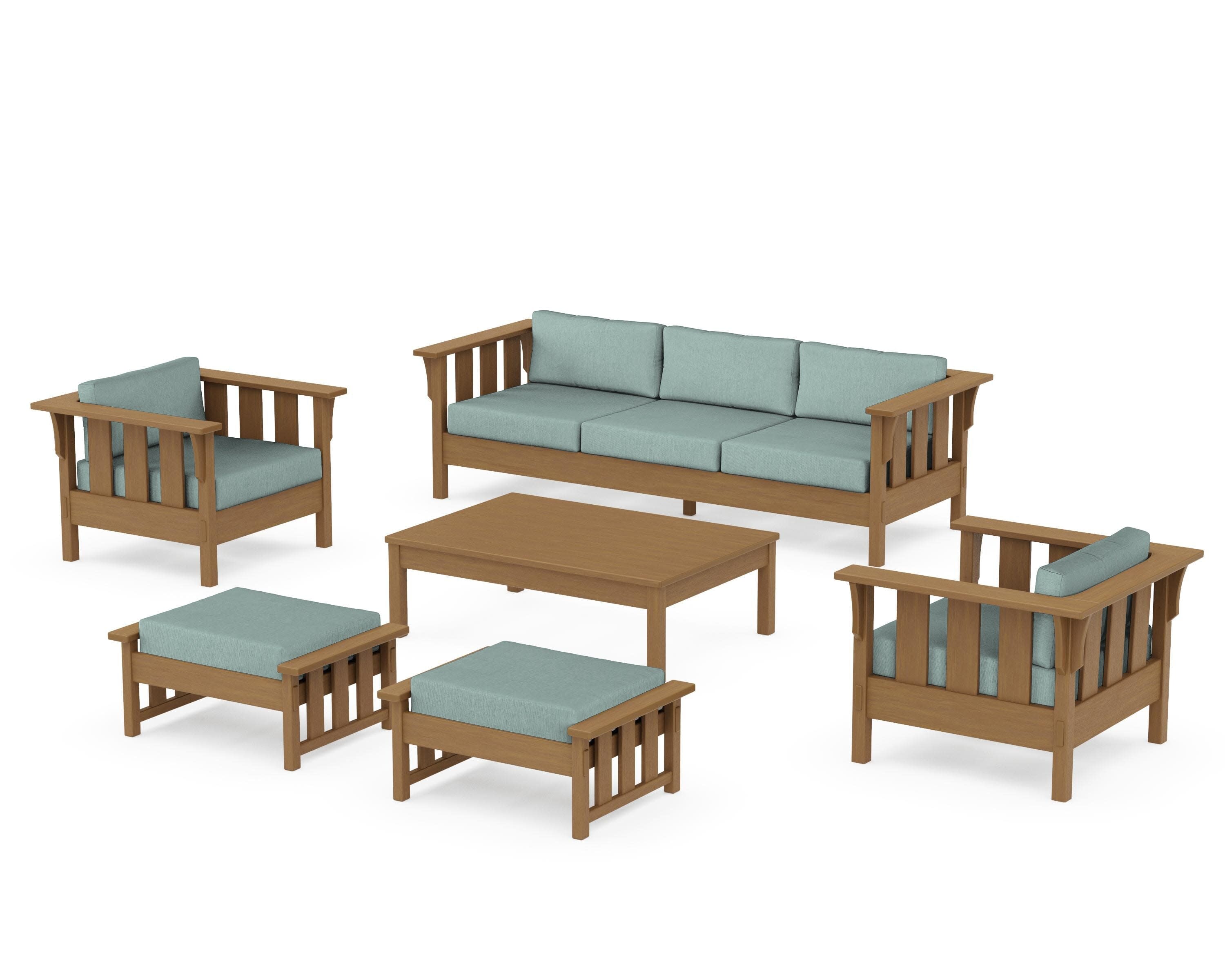 Acadia 6-Piece Lounge Sofa Set in Natural / Glacier Spa
