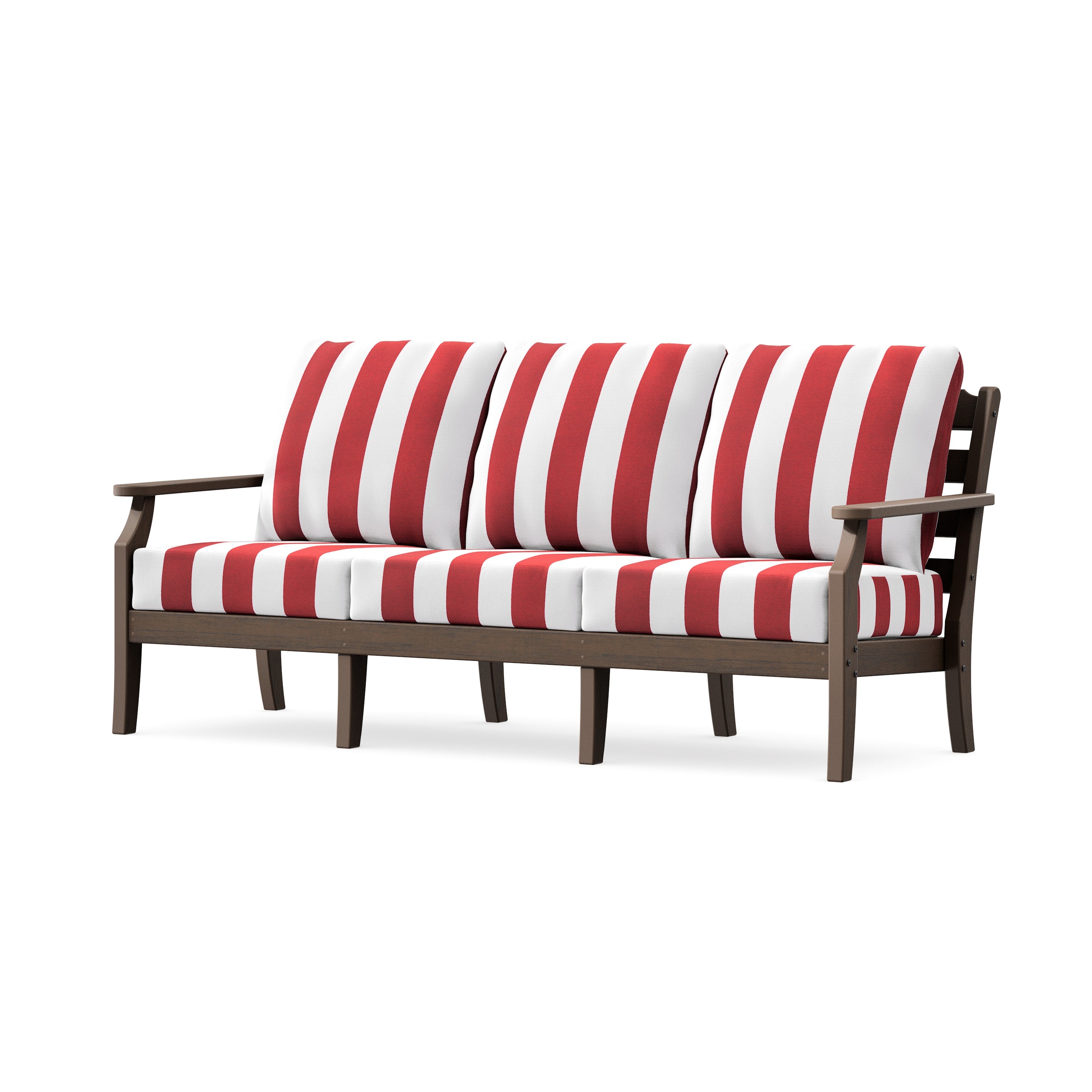 Savannah Deep Seating Sofa in Kona / Cabana Stripe Crimson
