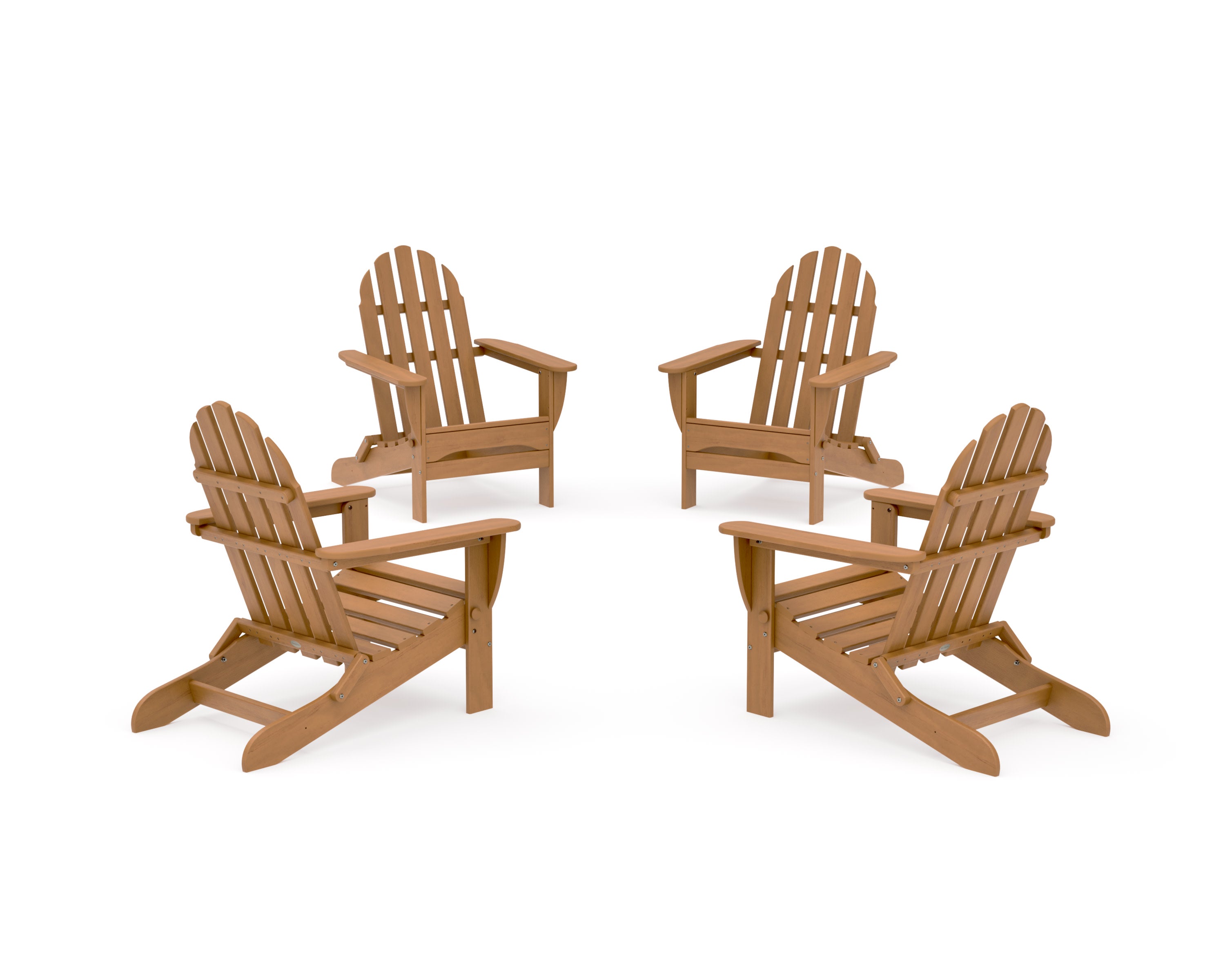 4-Piece Classic Folding Adirondack Conversation Set in Natural