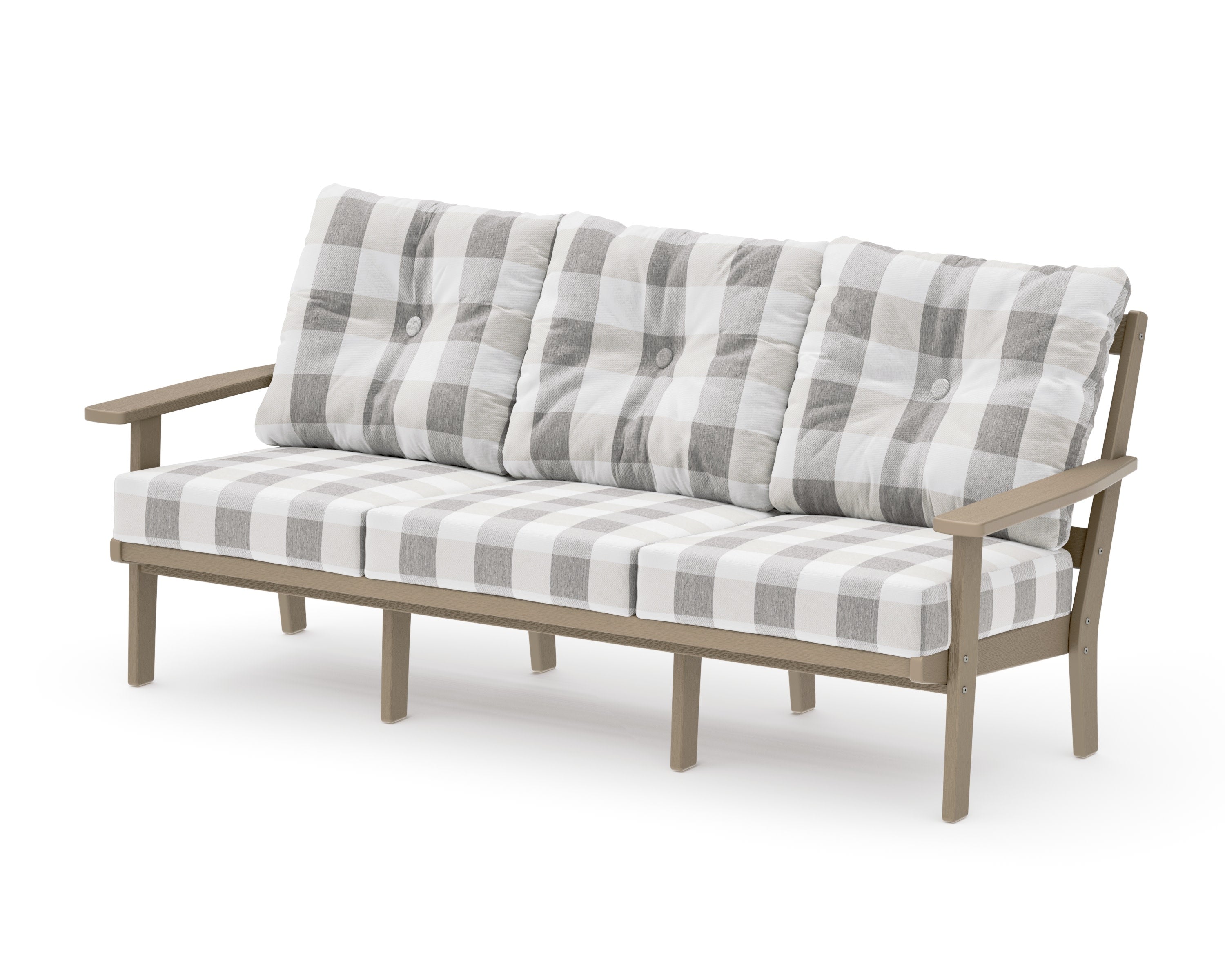 Oxford Deep Seating Sofa in Vintage Sahara / Buffalo Plaid Grey Mist