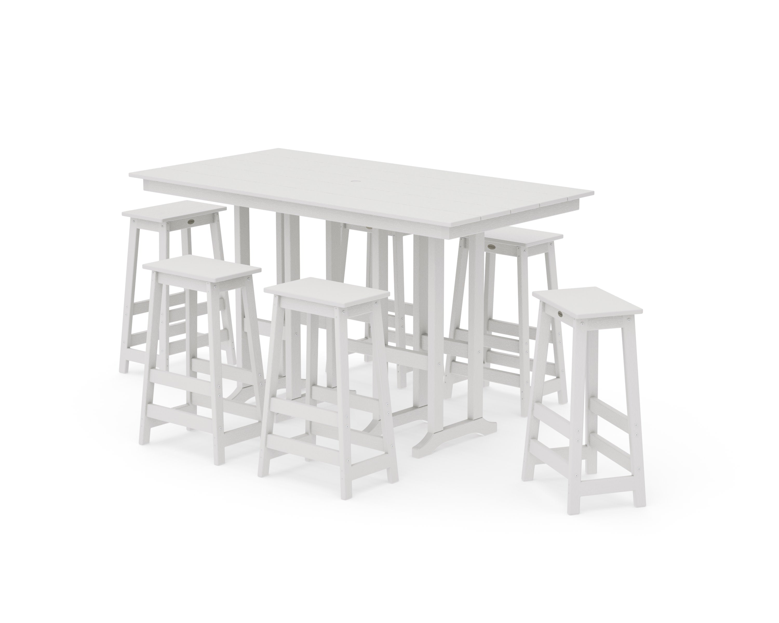 Modern Studio Bar Stool 7-Piece Set in Vintage White