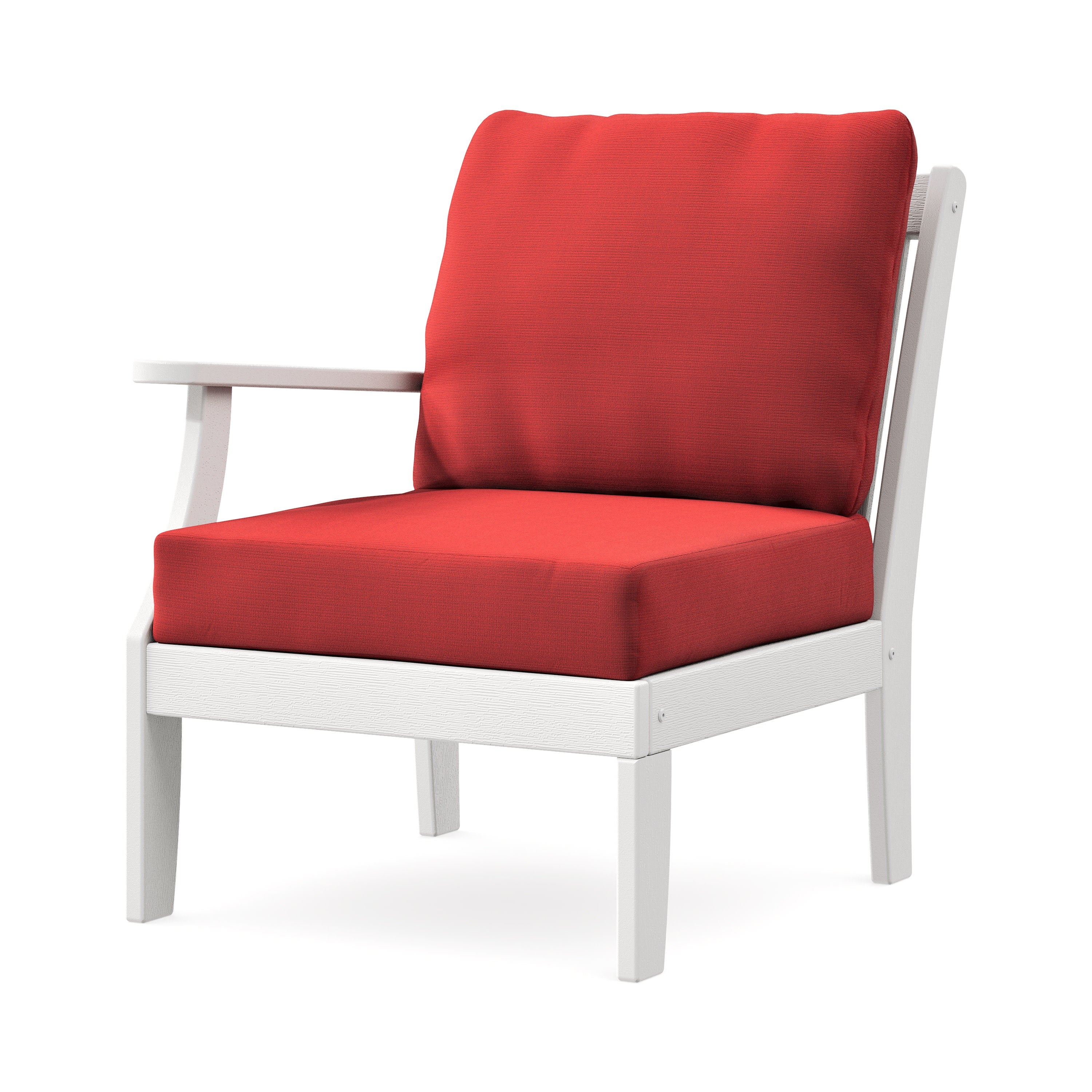 Braxton Modular Left Arm Chair in Vintage White / Crimson Linen