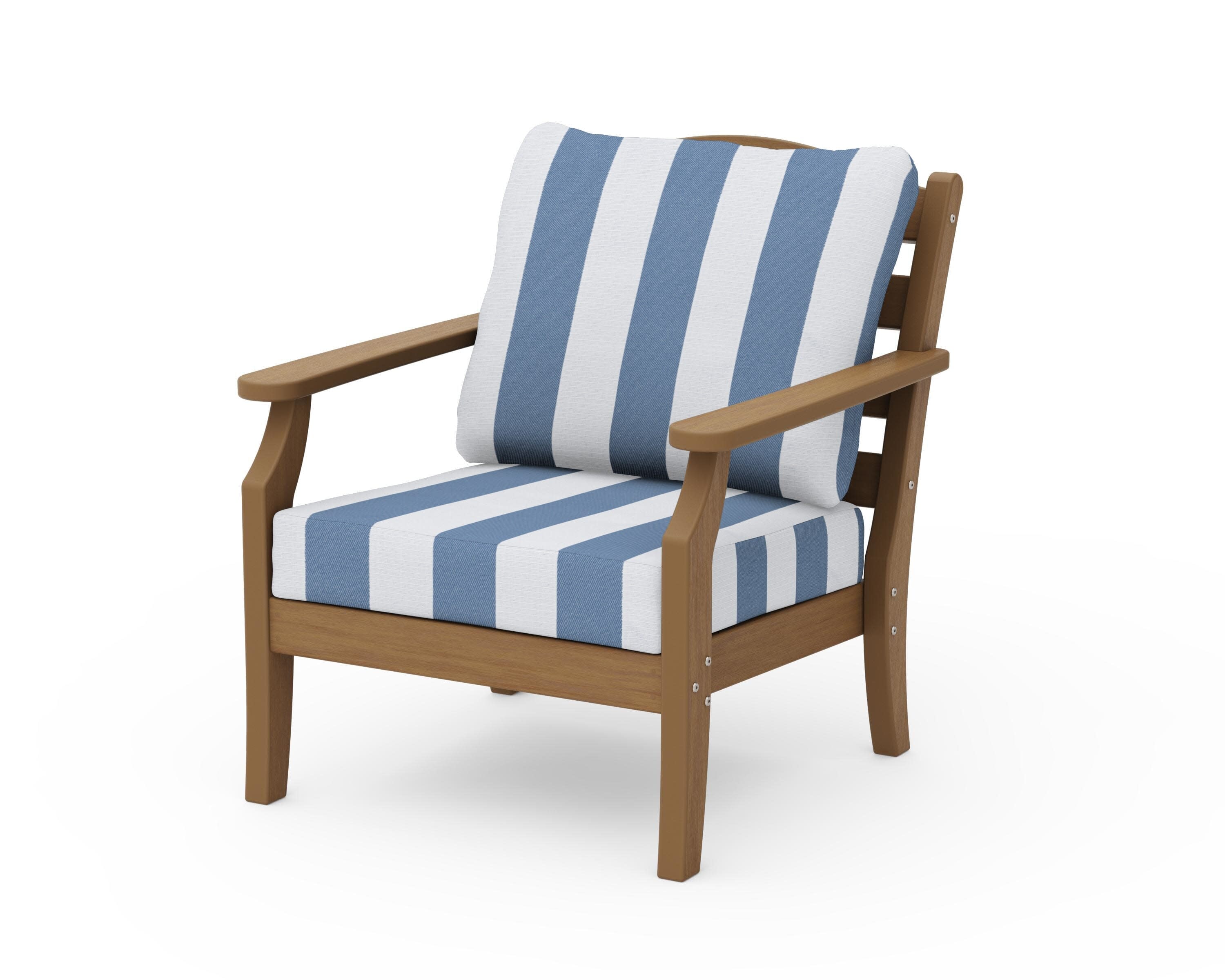 Savannah Deep Seating Chair in Natural / Cabana Stripe Sky Blue