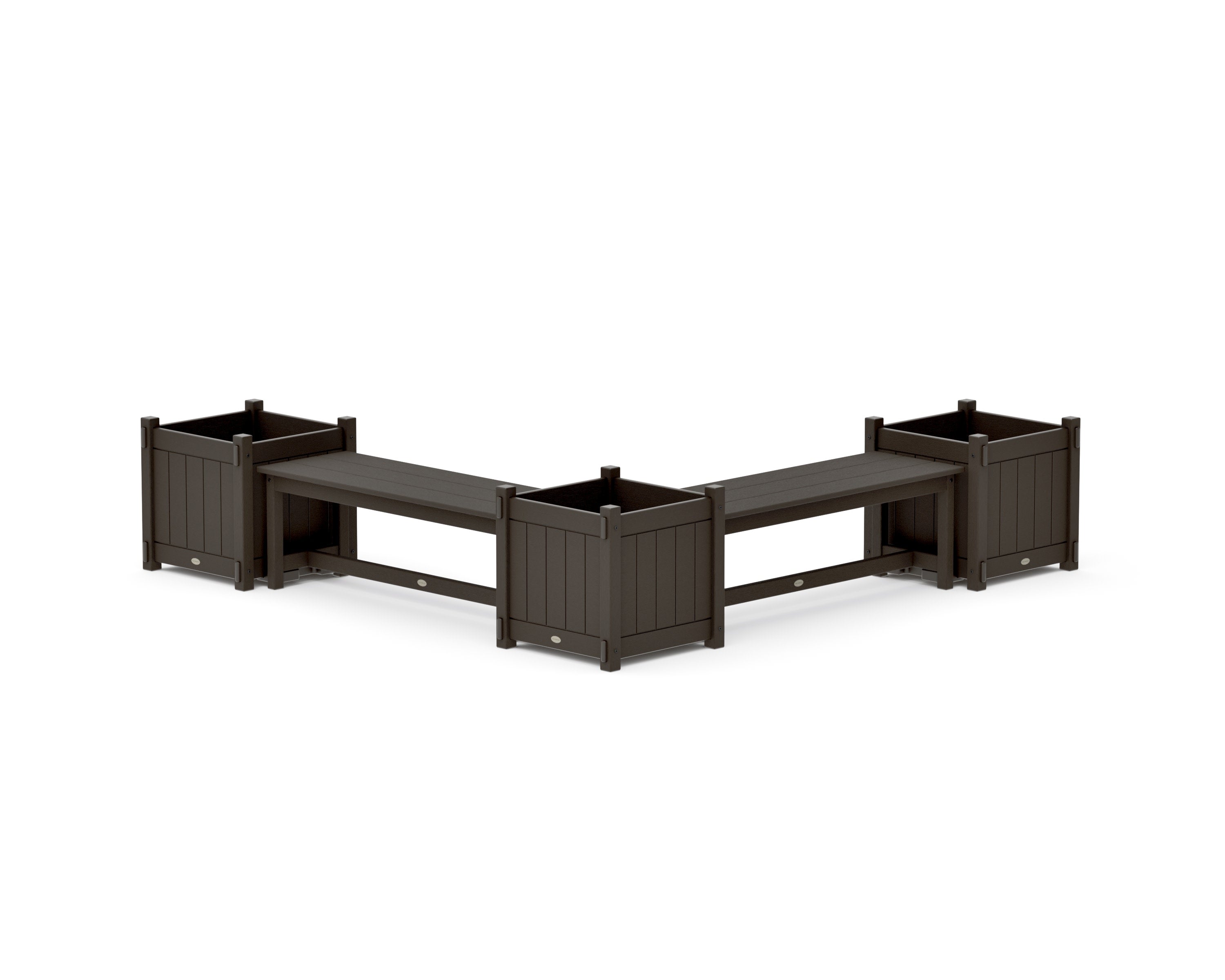 48" Vineyard L- Shaped Planter Bench Corner Set - Large in Vintage Coffee